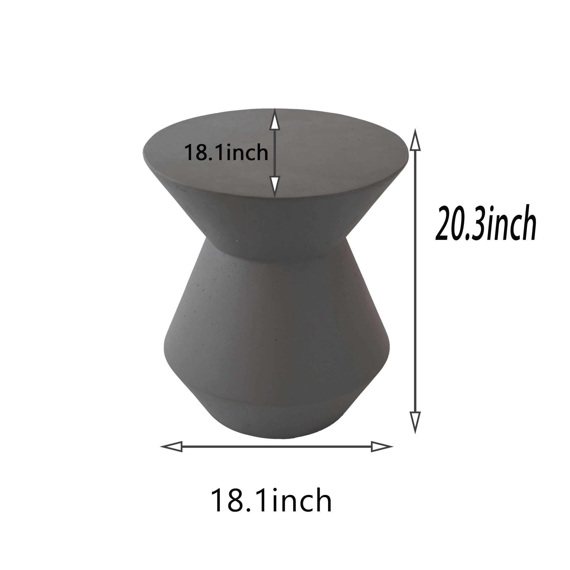 Gray hourglassshaped concrete garden stool  inch width