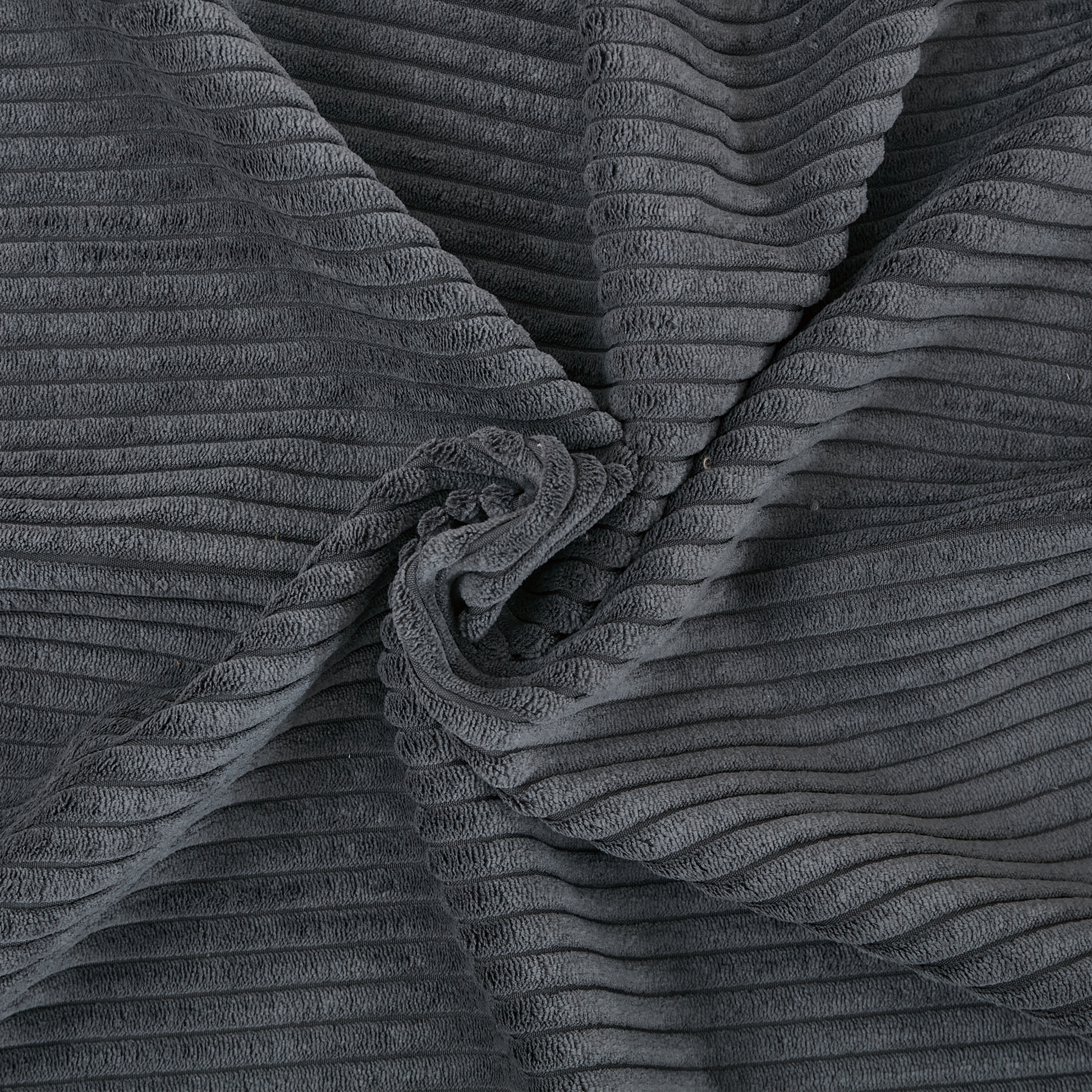 Dark grey jumbo cord fabric with raised ridges perfect for upholstery