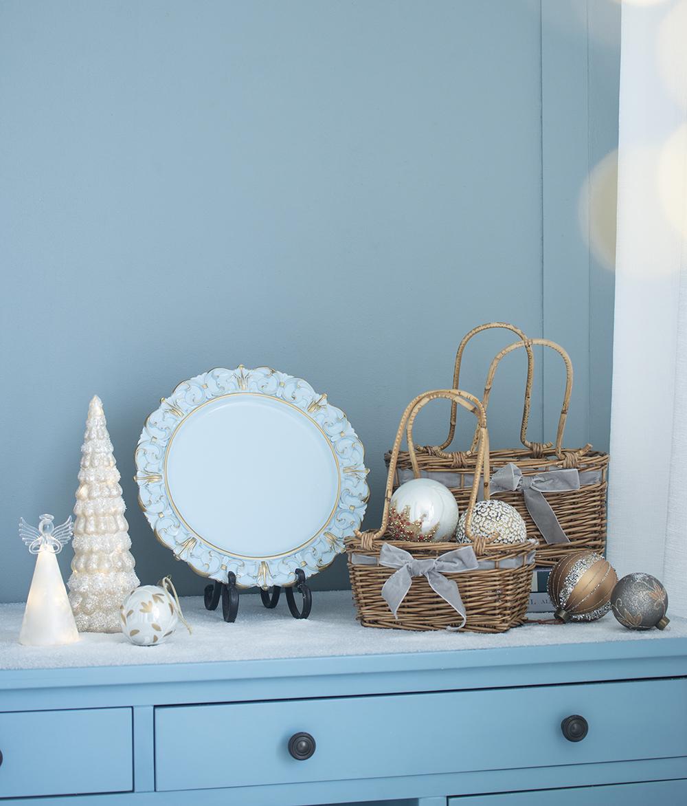 White glitter Christmas tree with angel topper festive decor