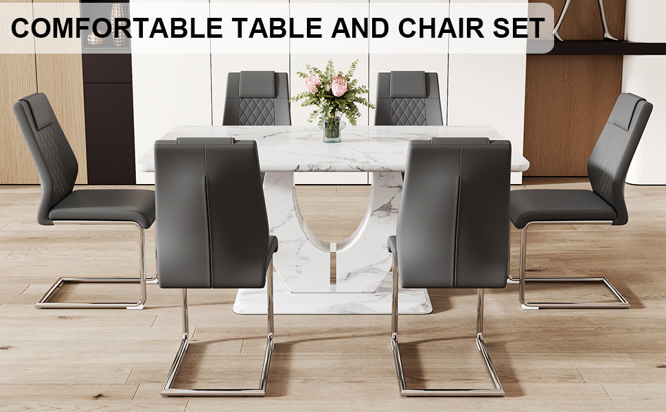 Modern gray faux leather dining chairs with chrome cantilever bases set of