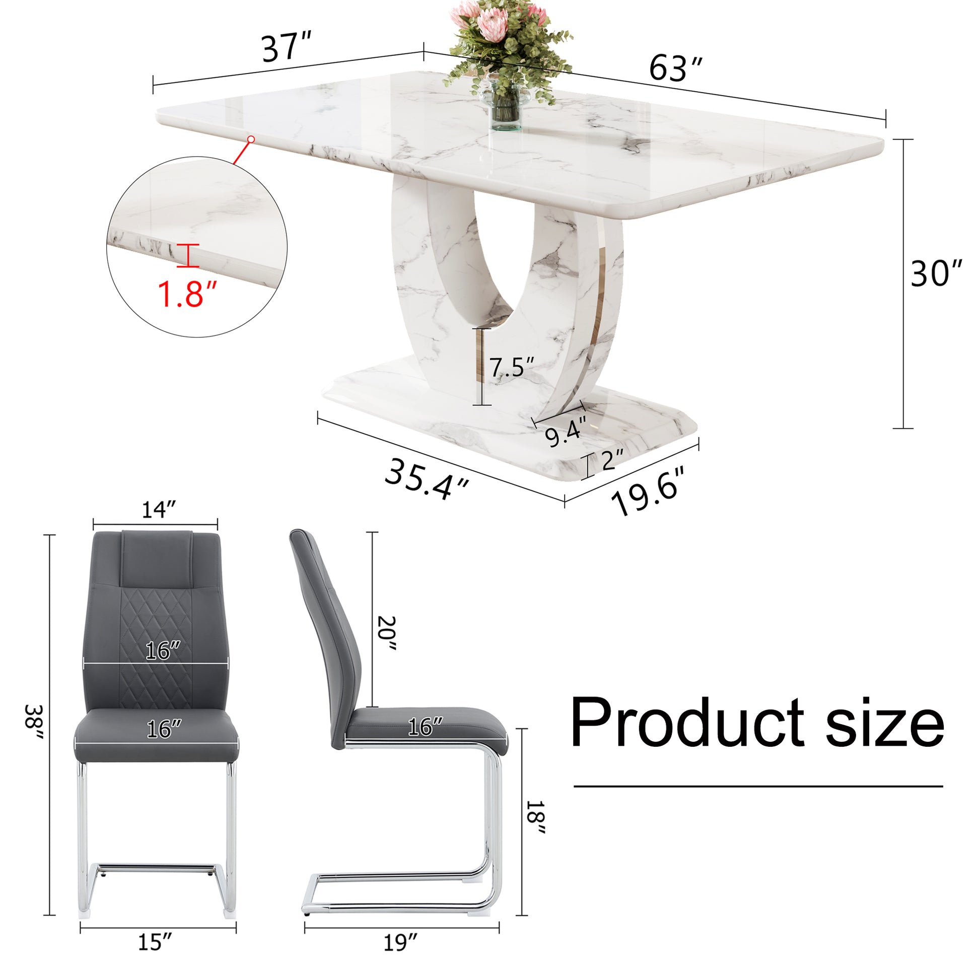 Marble dining table with pedestal base  x  x  modern design