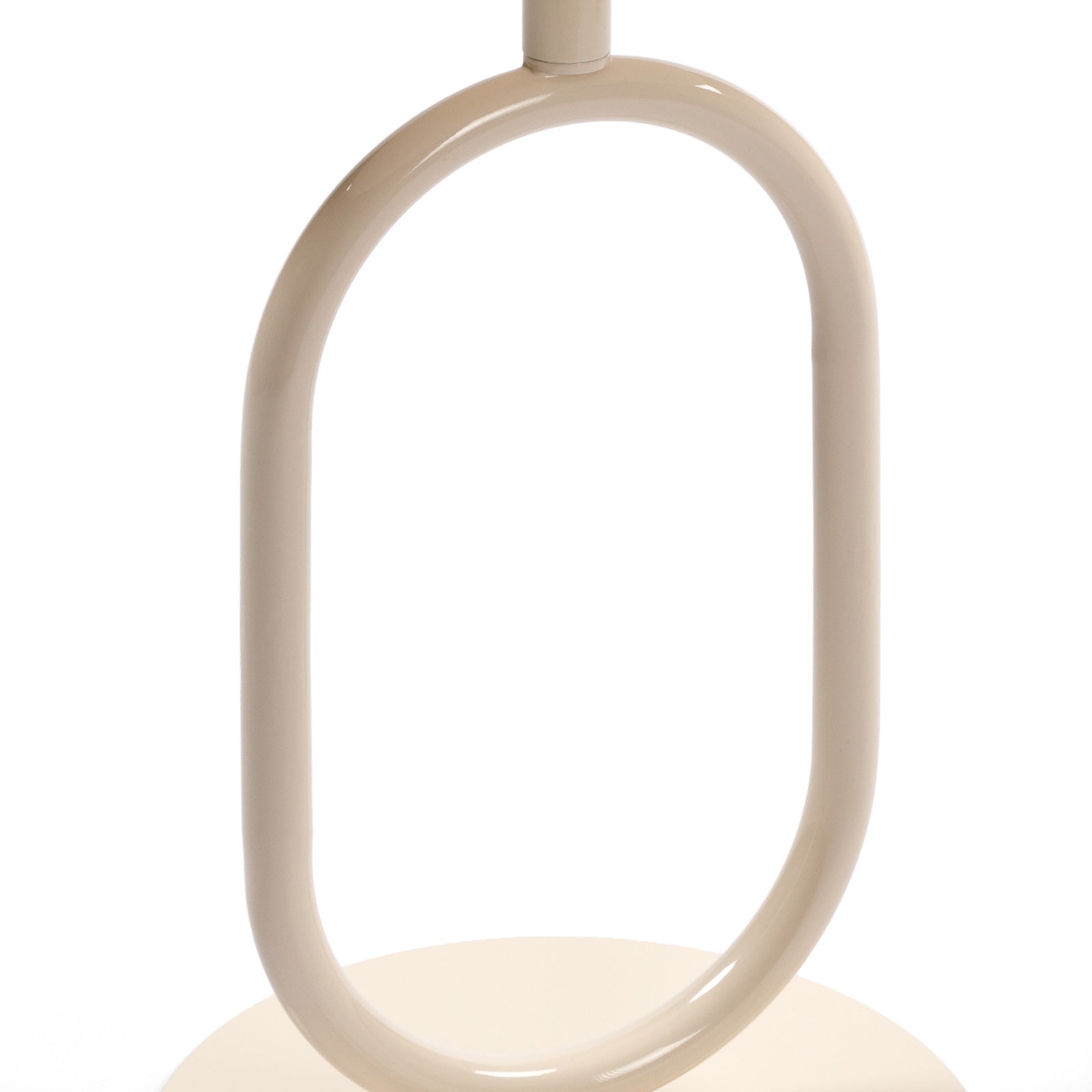 Beige oval metal floor lamp with a minimalist modern design