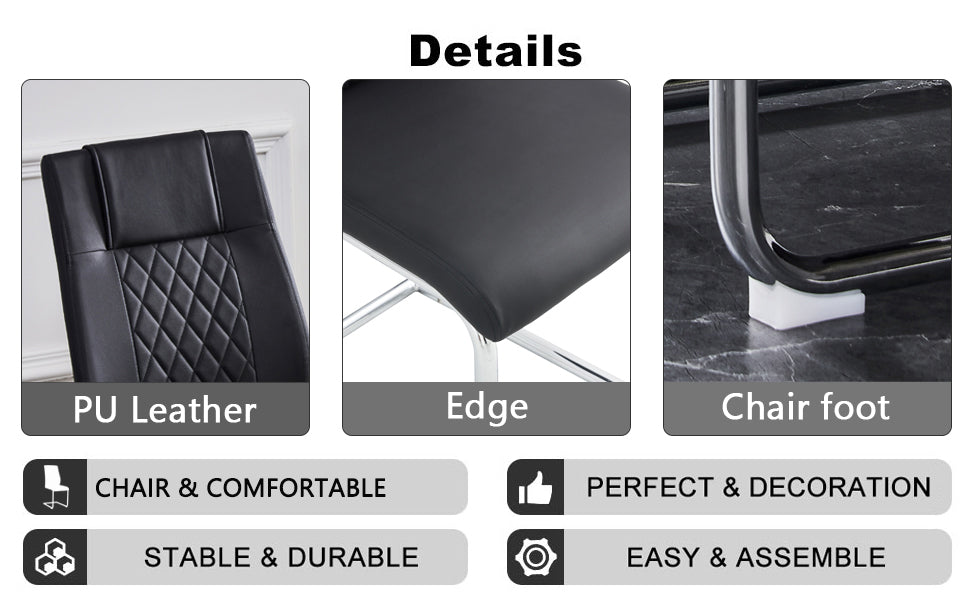 Black PU leather executive chair with quilted stitching detail