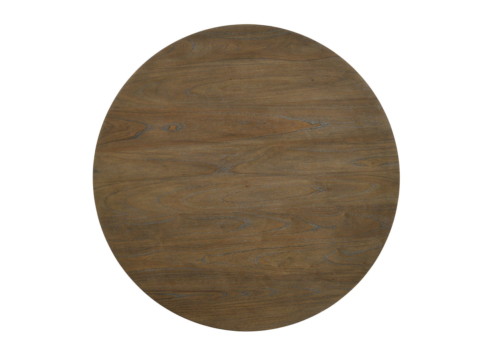 Oval wood tabletop with natural grain patterns and a distressed finish ideal for a rustic dining table