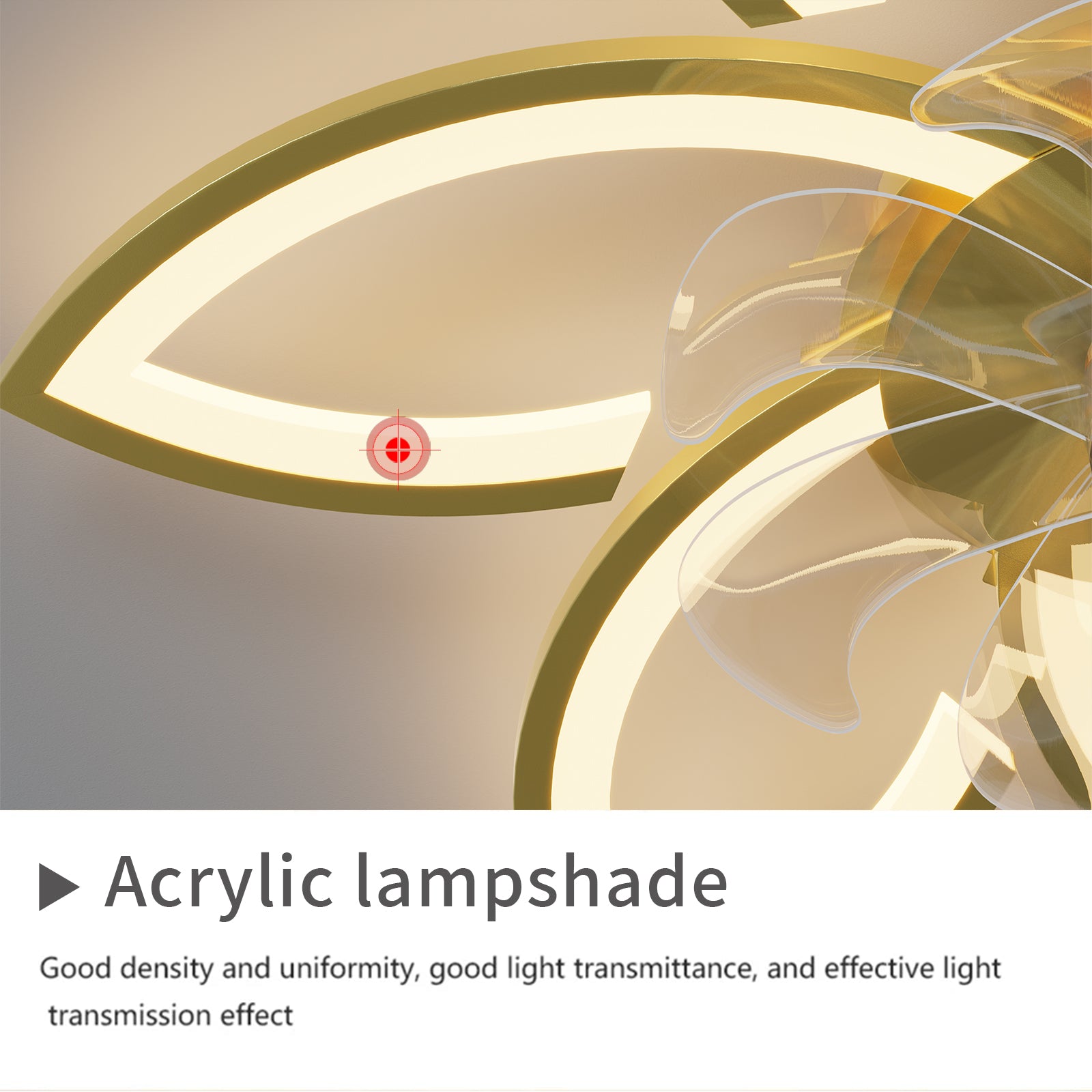 Modern gold and acrylic lampshade with integrated LED lighting for ambient glow
