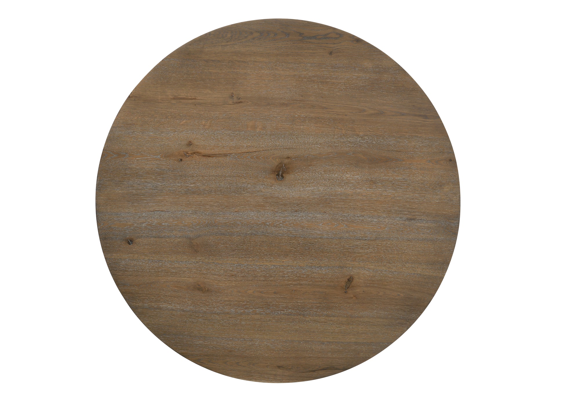 Rustic brown round wood tabletop with visible grain texture