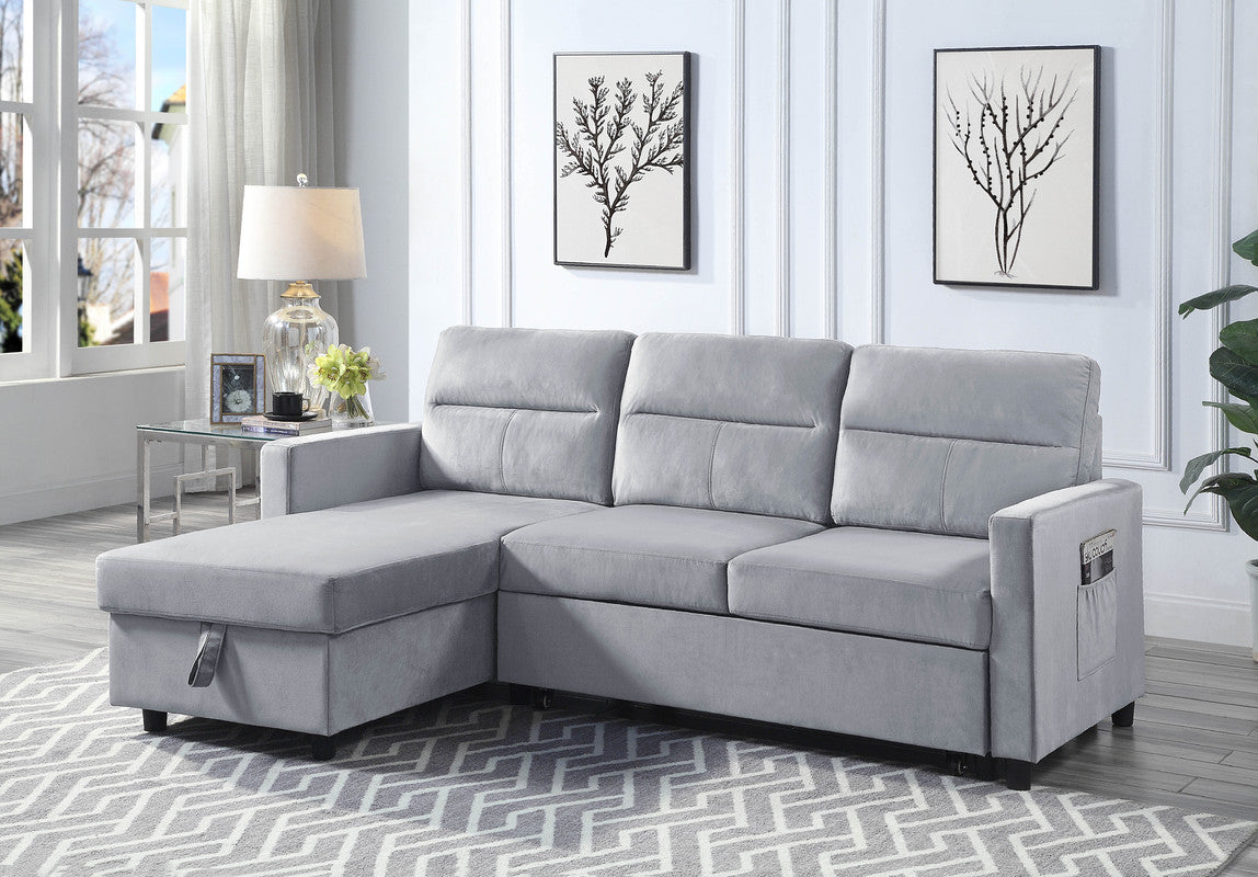 Plush grey sectional sofa with chaise lounge perfect for modern living rooms