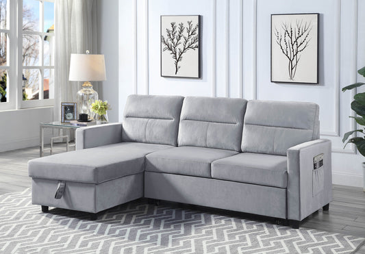 Plush grey sectional sofa with chaise lounge perfect for modern living rooms