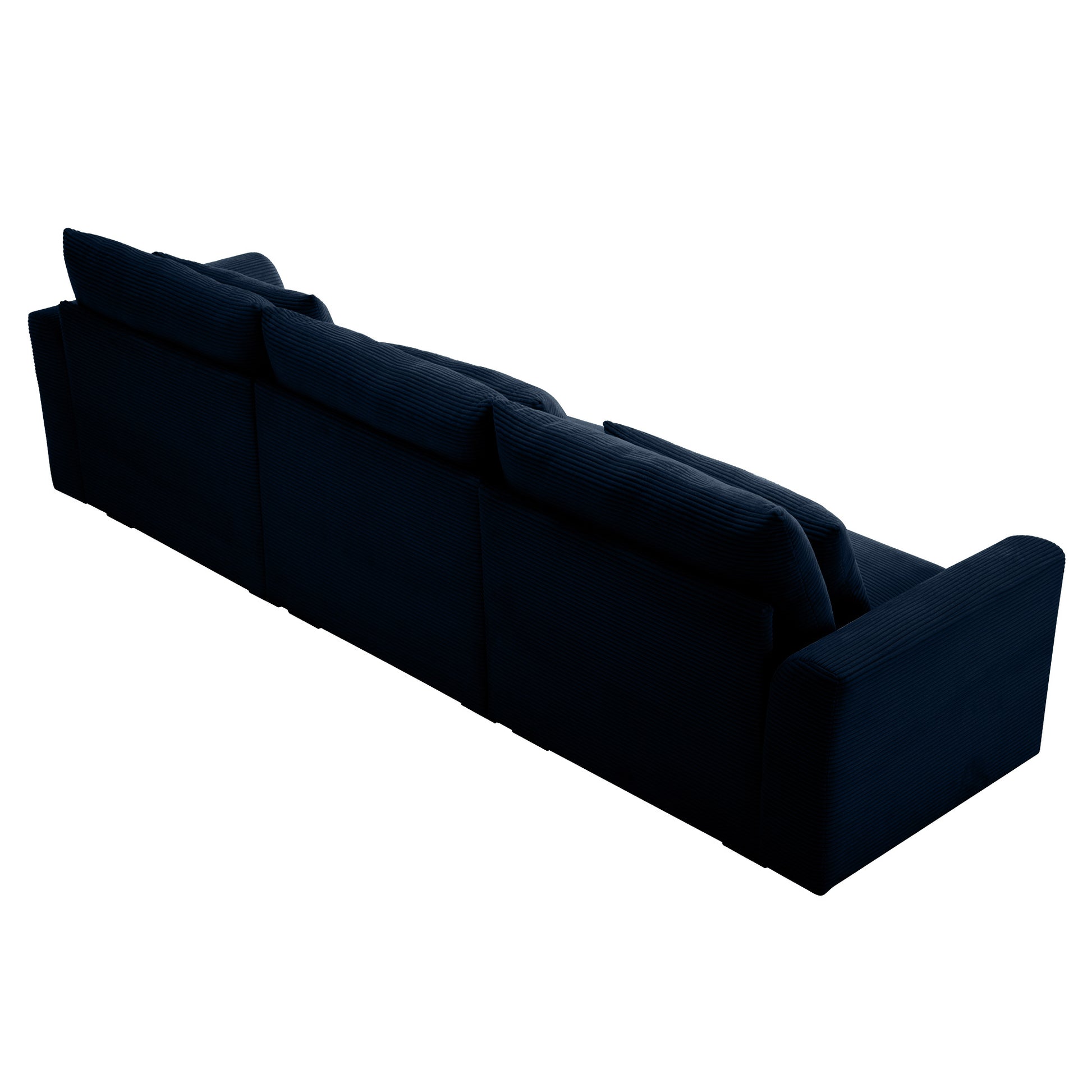 Deep navy corduroy modular sofa with plush deep seating Perfect for modern living rooms
