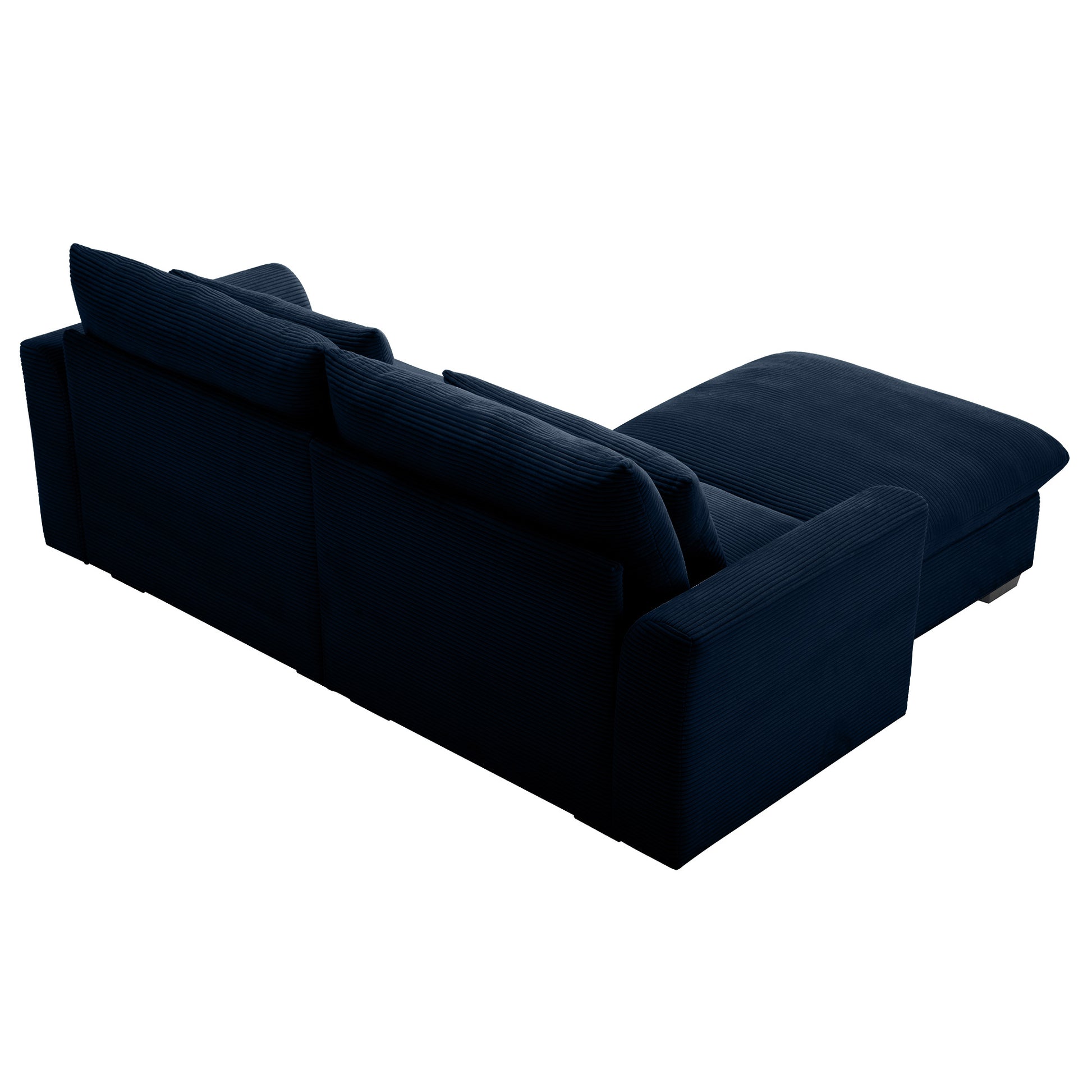 Navy corduroy sectional sofa with chaise offering a plush and stylish seating solution