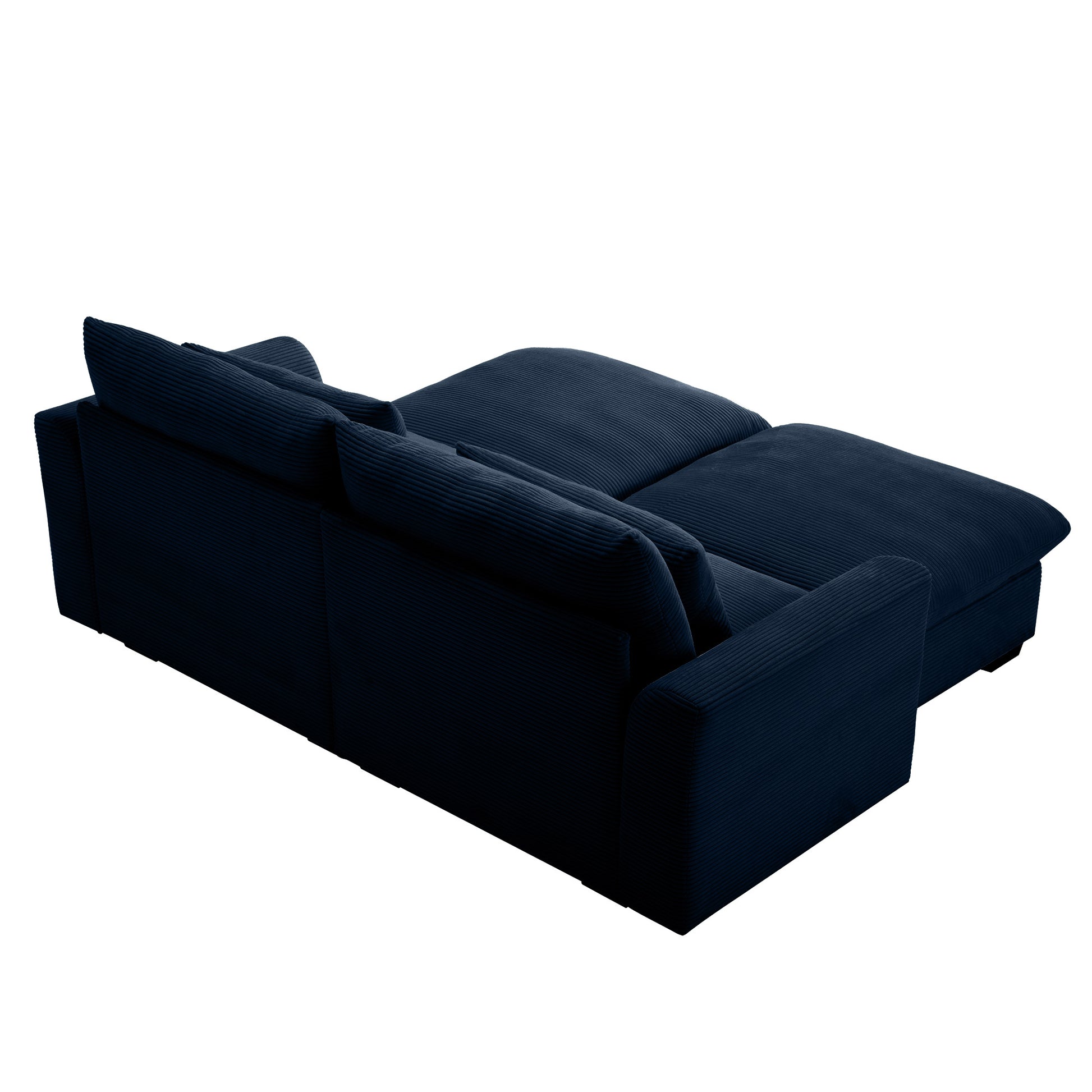 Navy blue corduroy sectional sofa with chaise lounge perfect for living rooms