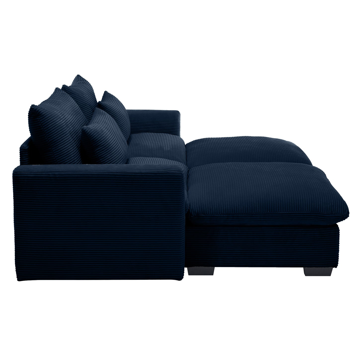 Navy corduroy sectional sofa with plush cushions perfect for modern living rooms