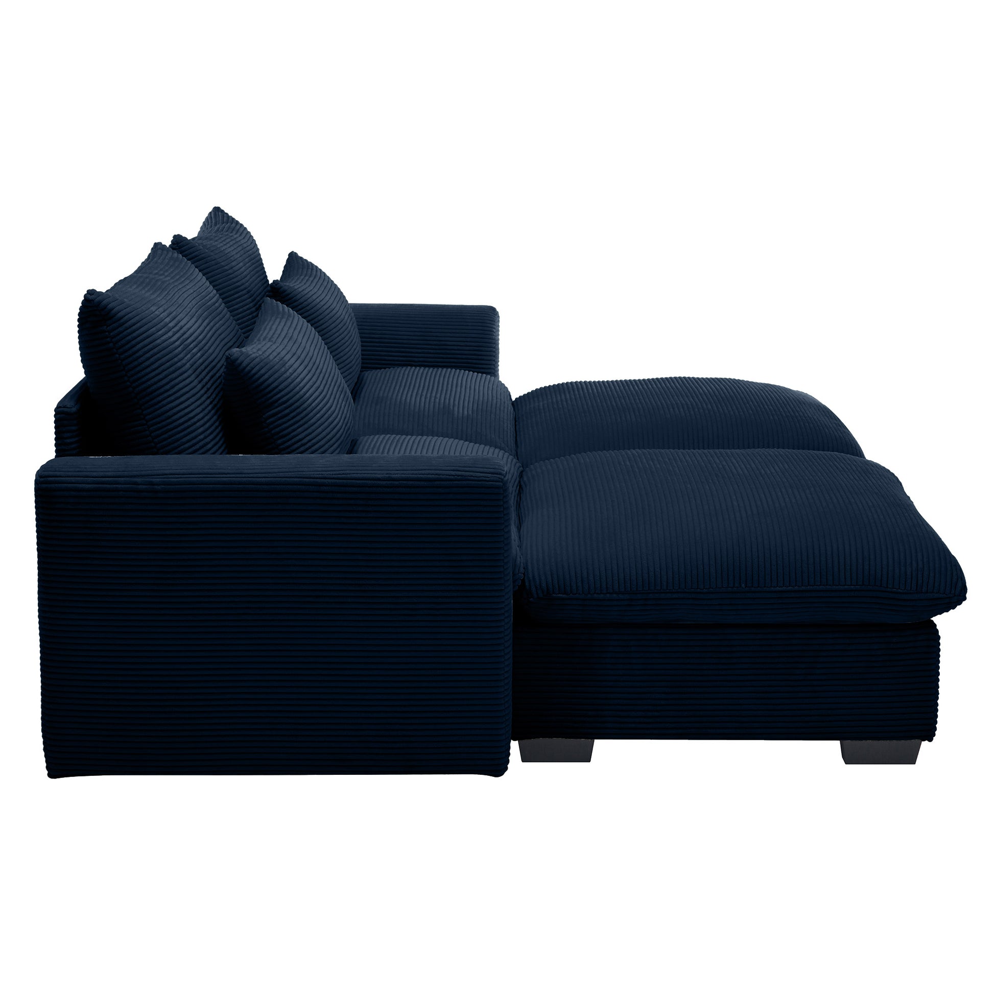 Navy corduroy sectional sofa with plush cushions perfect for modern living rooms