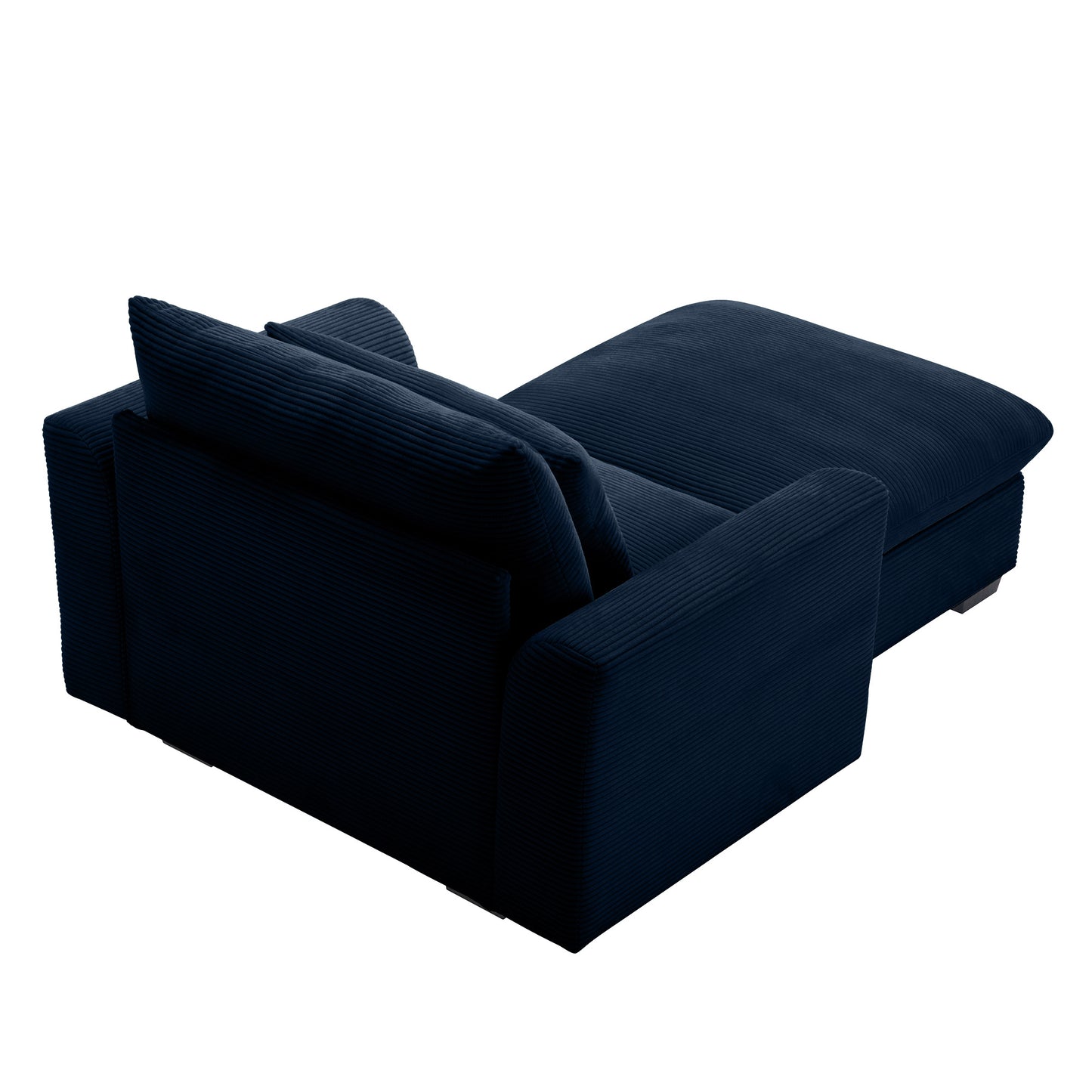 Navy blue corduroy modular sofa with plush cushions perfect for a cozy living room