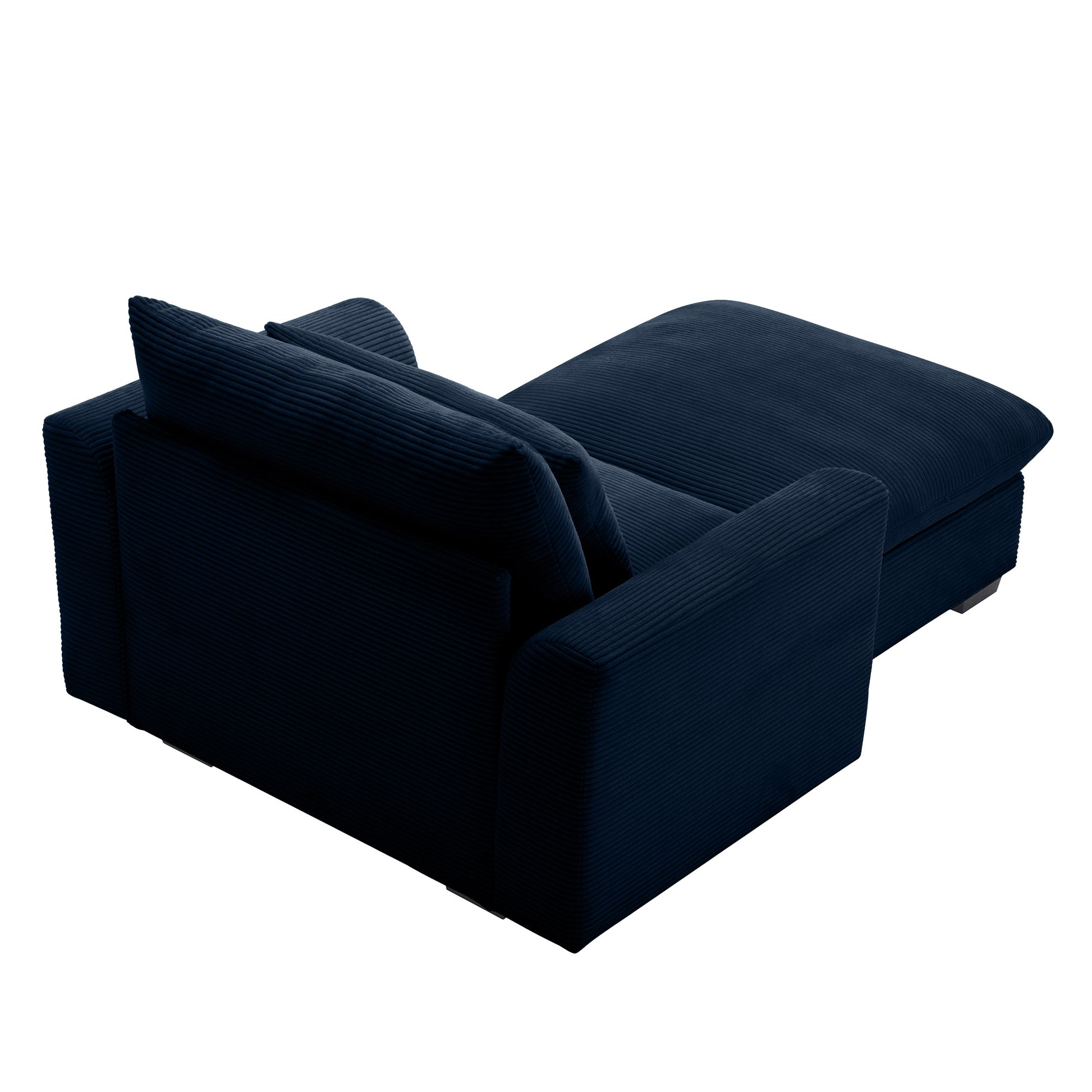 Navy blue corduroy modular sofa with plush cushions perfect for a cozy living room