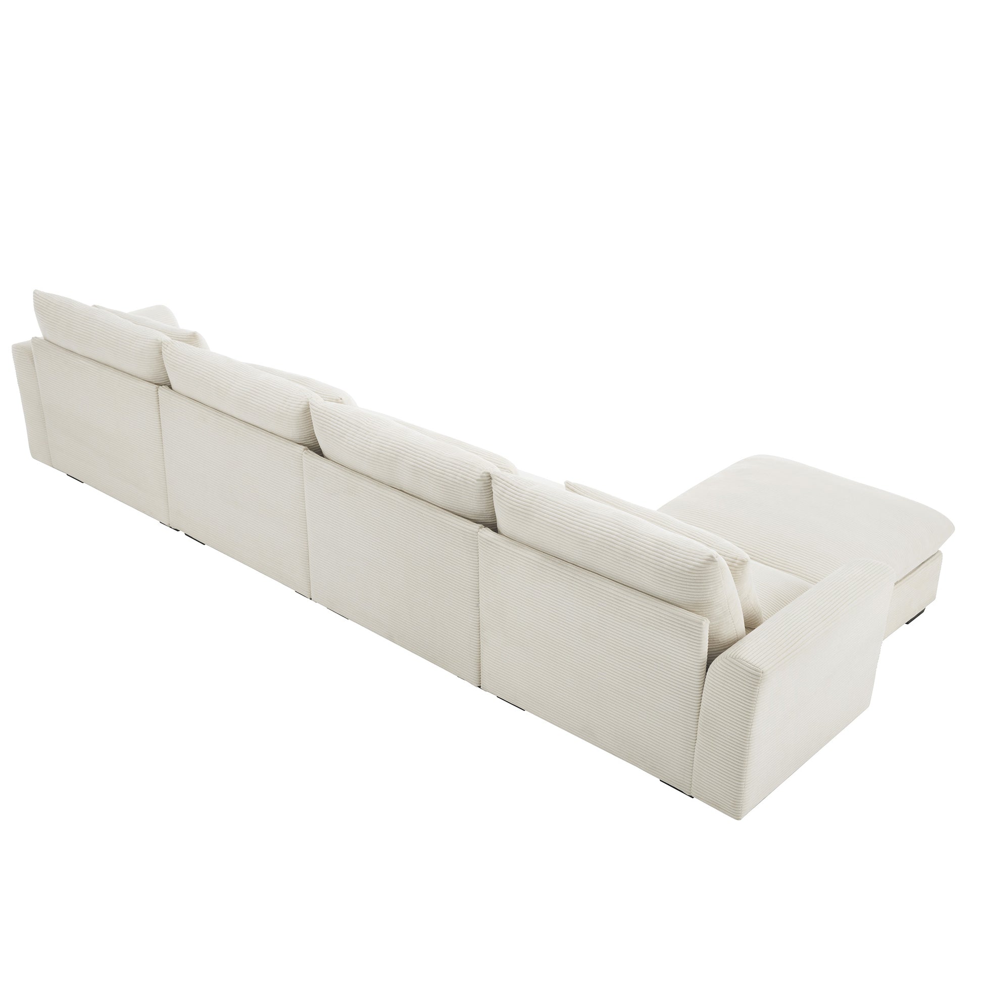 Cream corduroy sectional sofa with plush cushions perfect for modern living rooms