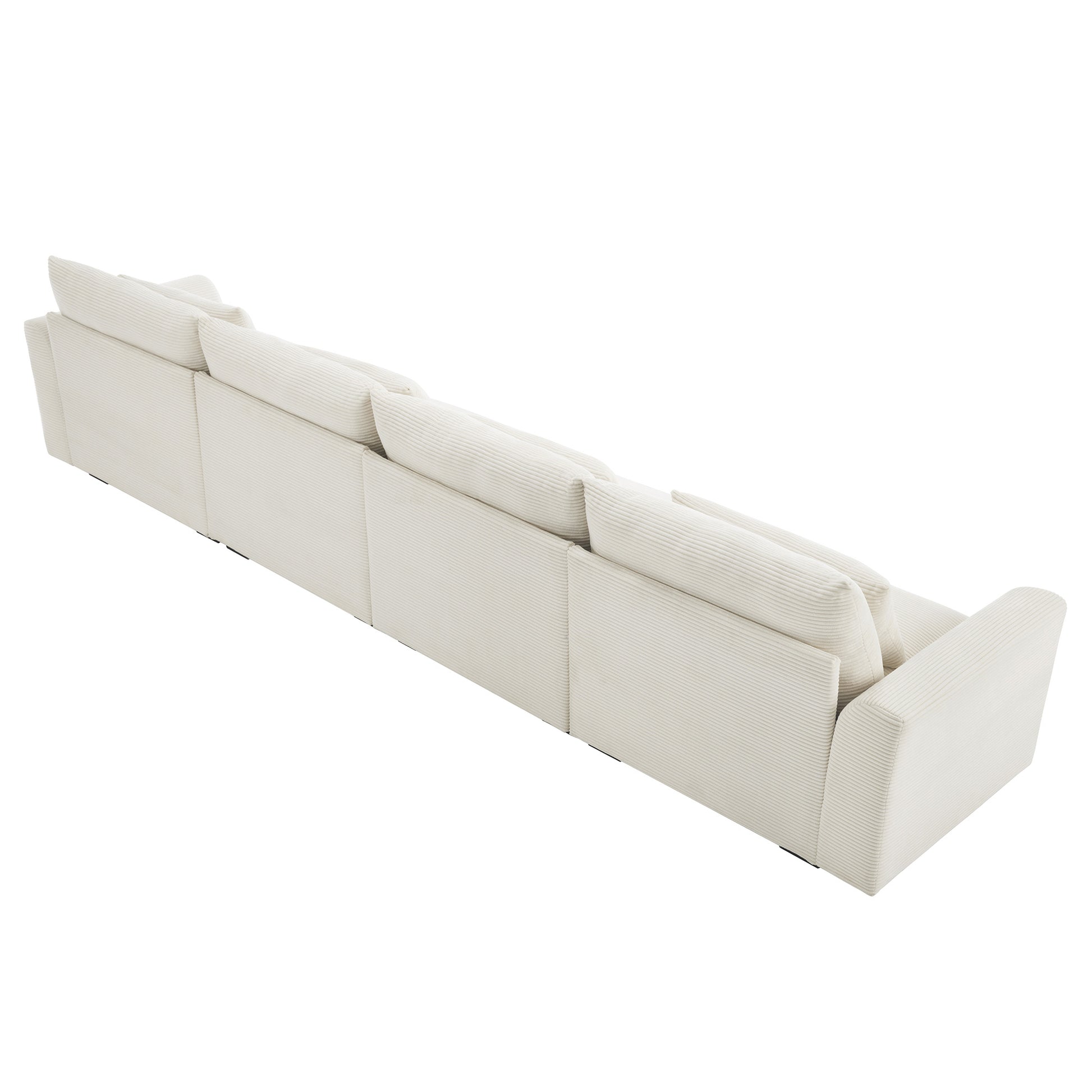 Cream corduroy modular sofa with plush cushions perfect for modern living rooms