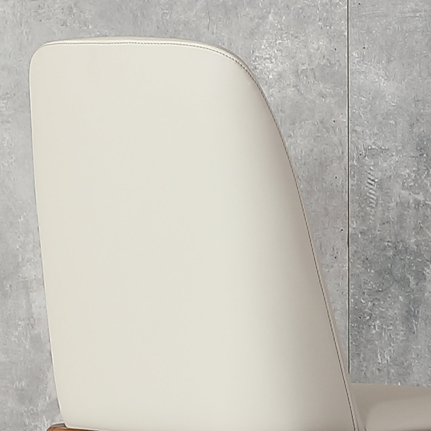 Cream vegan leather chair back with subtle stitching details ideal for a modern dining set
