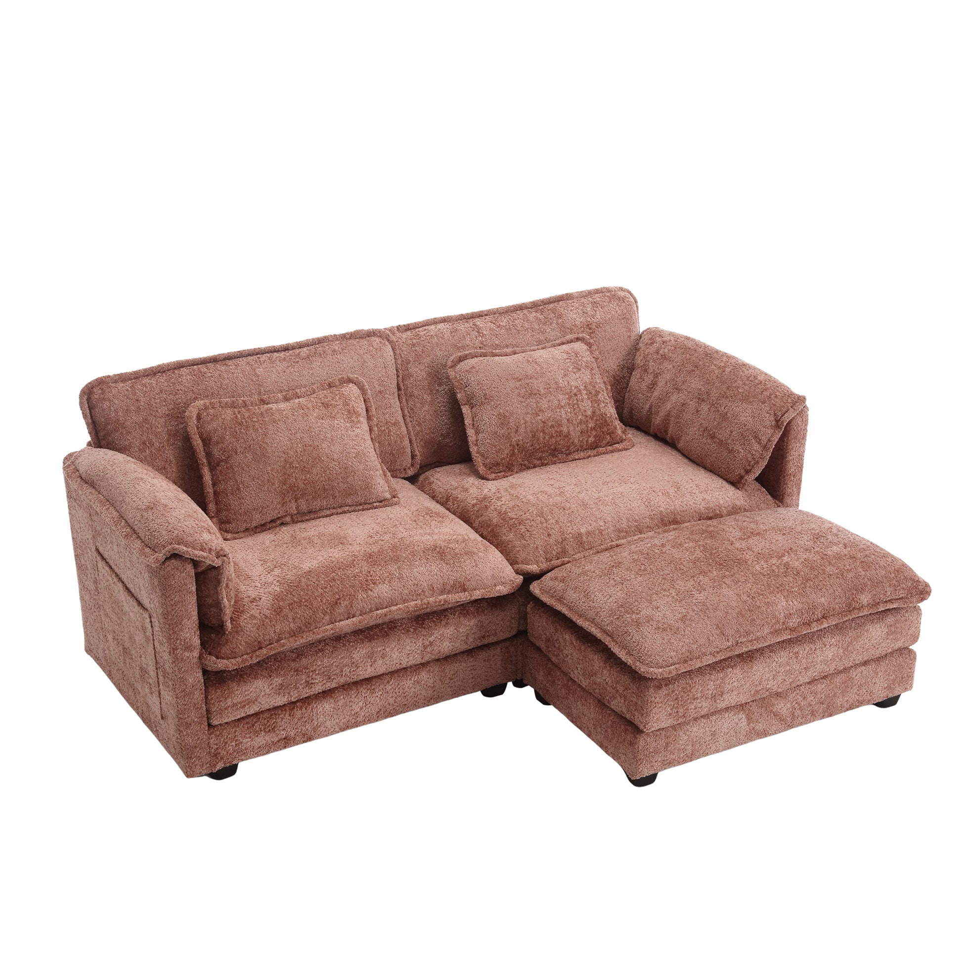 Plush rose gold velvet sectional sofa with chaise lounge for modern living rooms