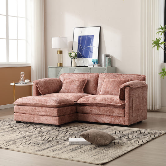 Plush pink sectional sofa with chaise comfortable living room furniture
