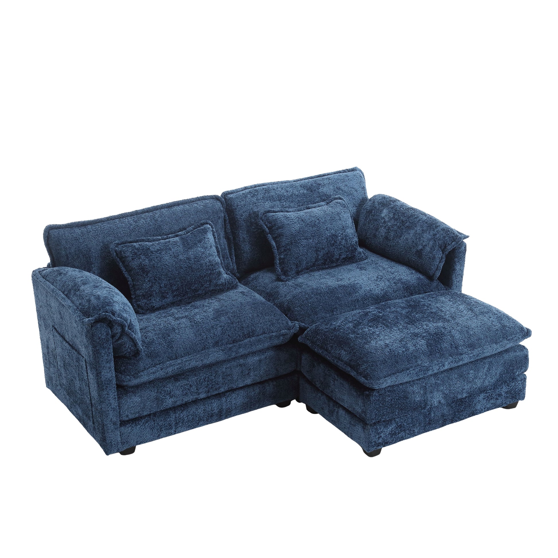 Deep blue plush sectional sofa with chaise lounge for modern living rooms