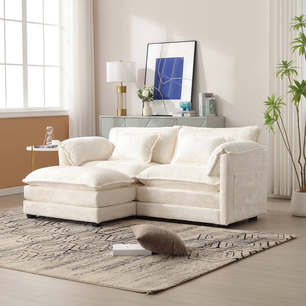 Plush cream sectional sofa with chaise offering cozy seating for modern living rooms