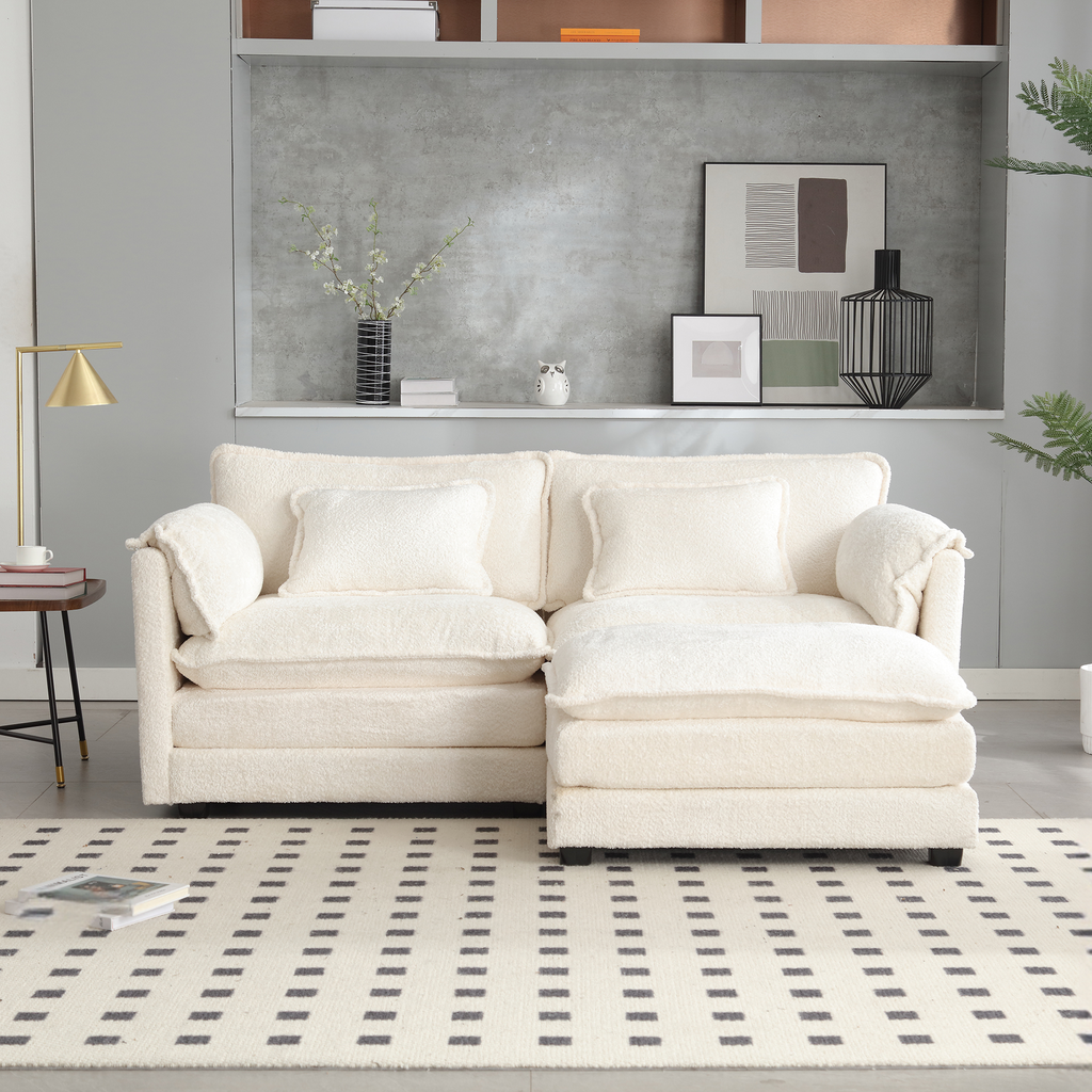 Plush cream sectional sofa with textured fabric and deep cushions perfect for a cozy living room