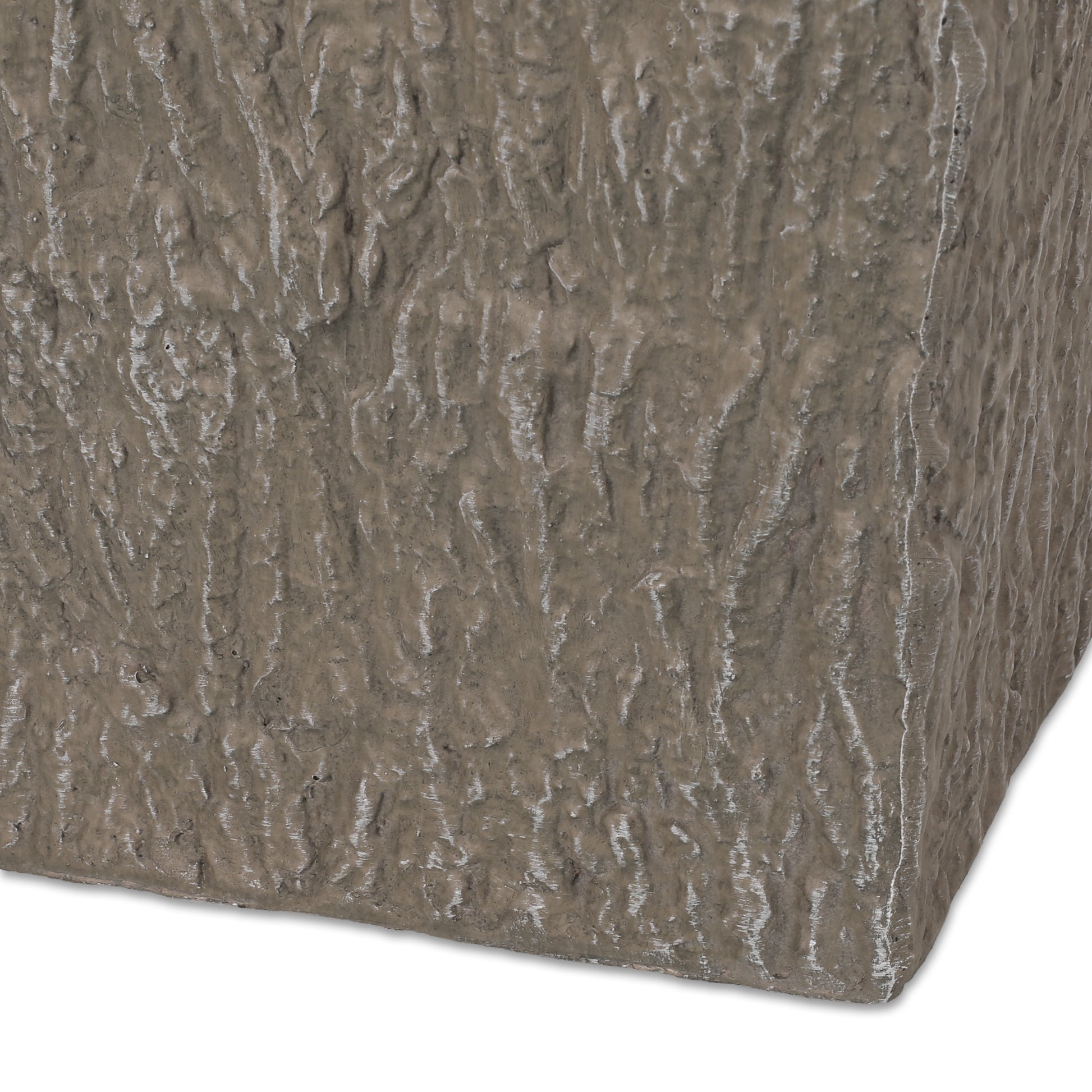 Textured grey concrete planter with rough naturalistic finish