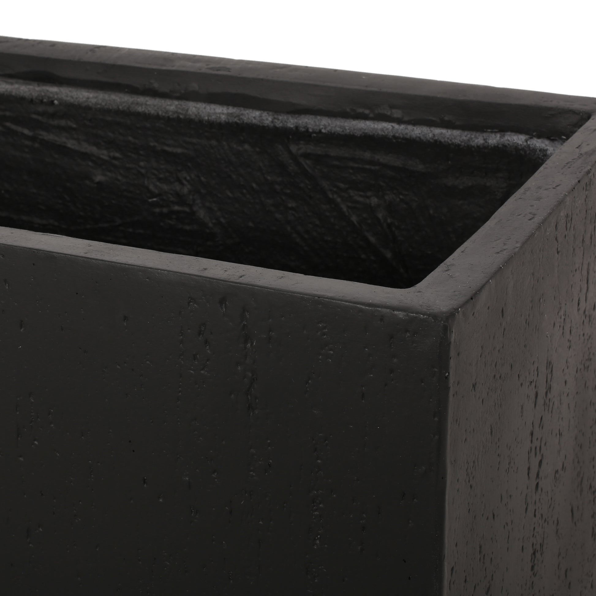 Textured black rectangular planter modern outdoor decor for gardens or patios