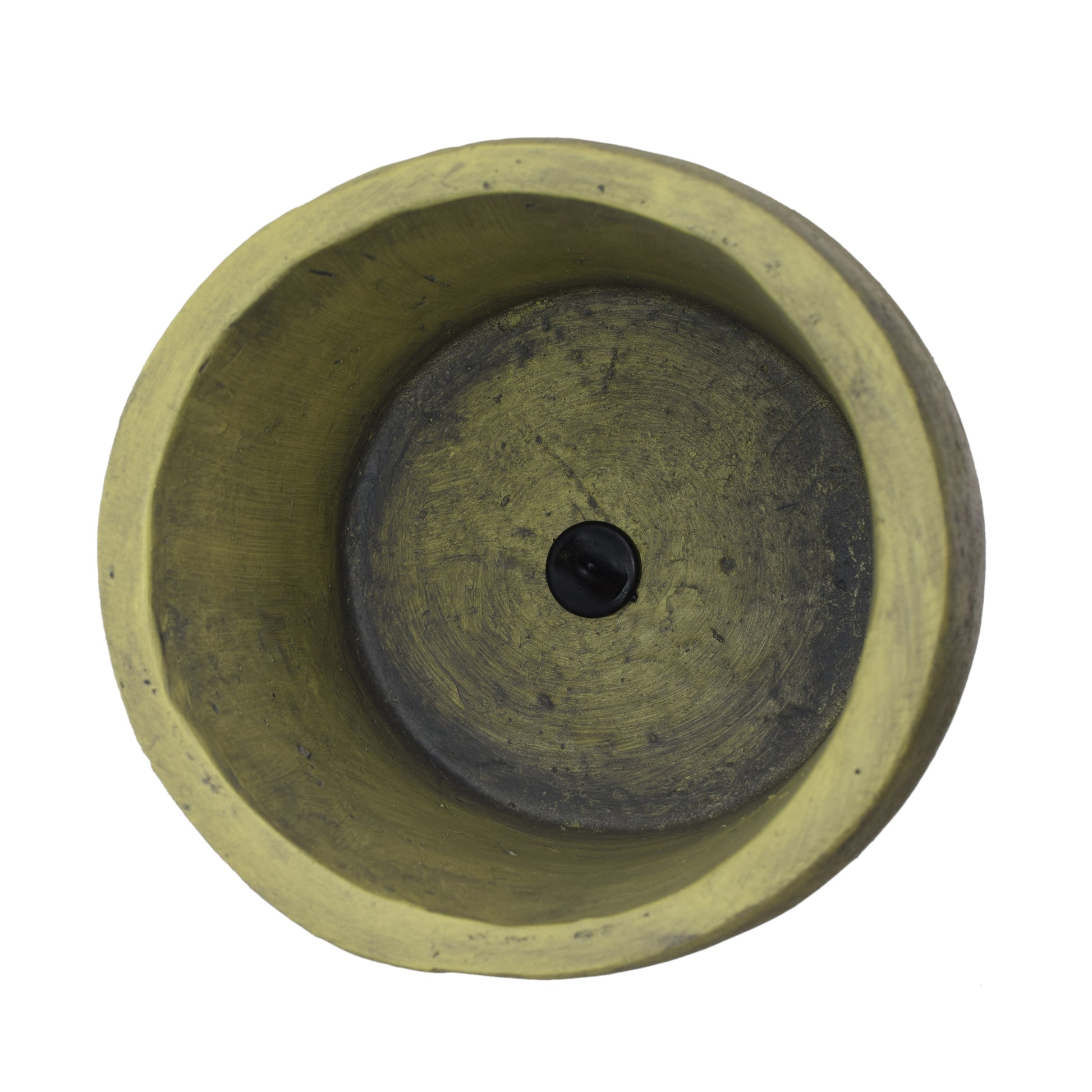 Rustic yellow terracotta pot with drainage hole ideal for small houseplants