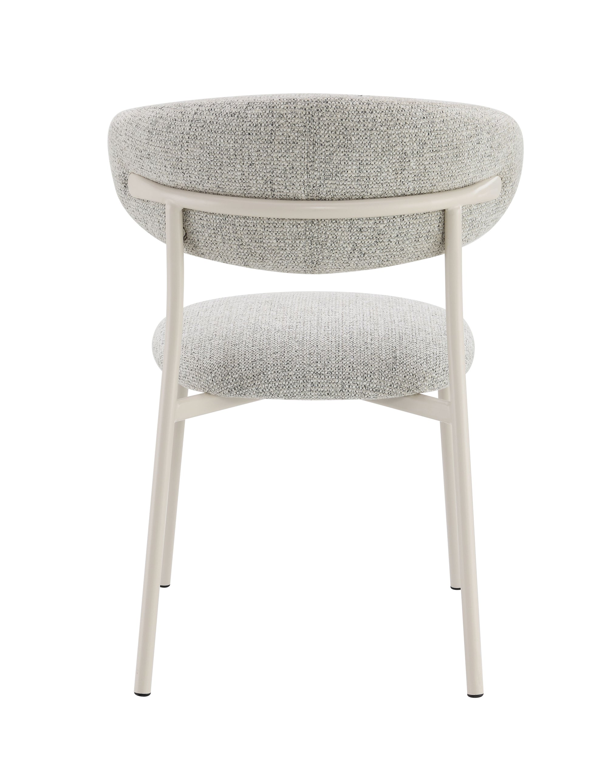 Gray speckled fabric accent chair with cream metal legs modern design for living rooms