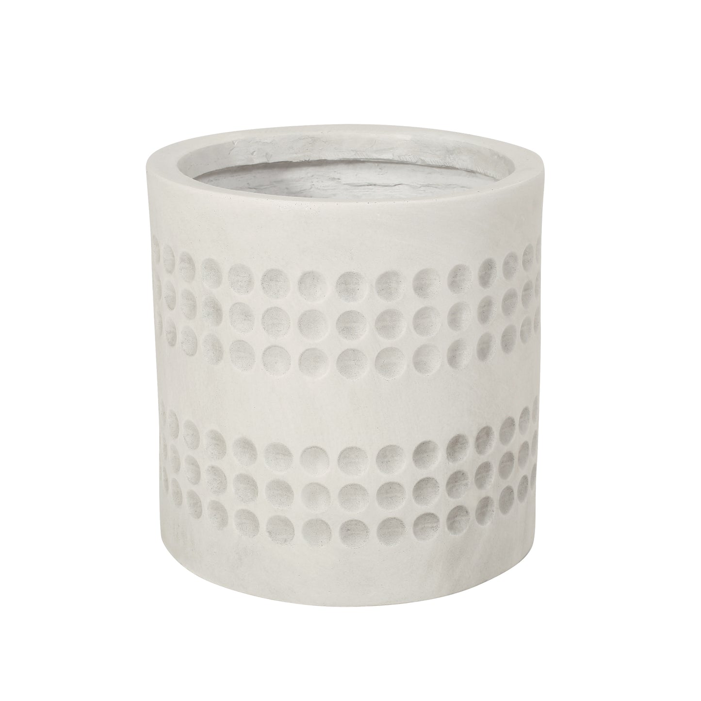 White ceramic planter with textured dot pattern ideal for succulents and small plants