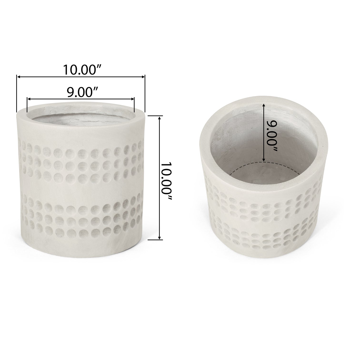 Minimalist concrete planter  inch height featuring a textured dot pattern for modern decor