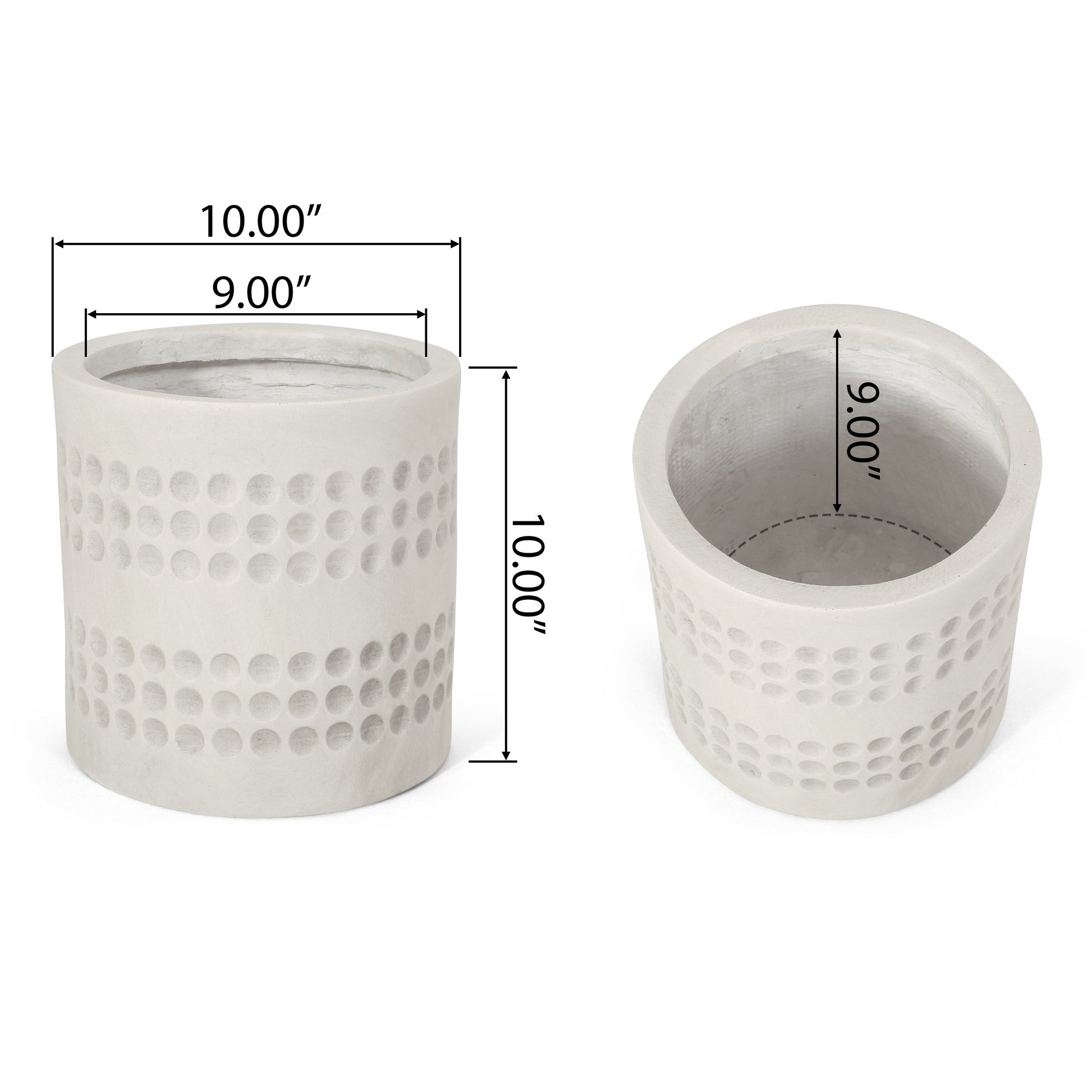 Minimalist concrete planter  inch height featuring a textured dot pattern for modern decor