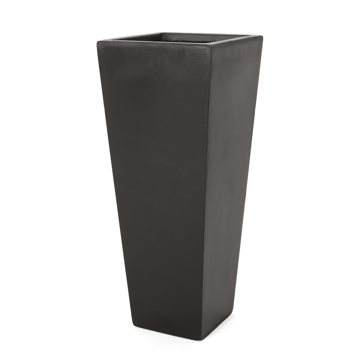Tall black square planter modern design ideal for outdoor gardens