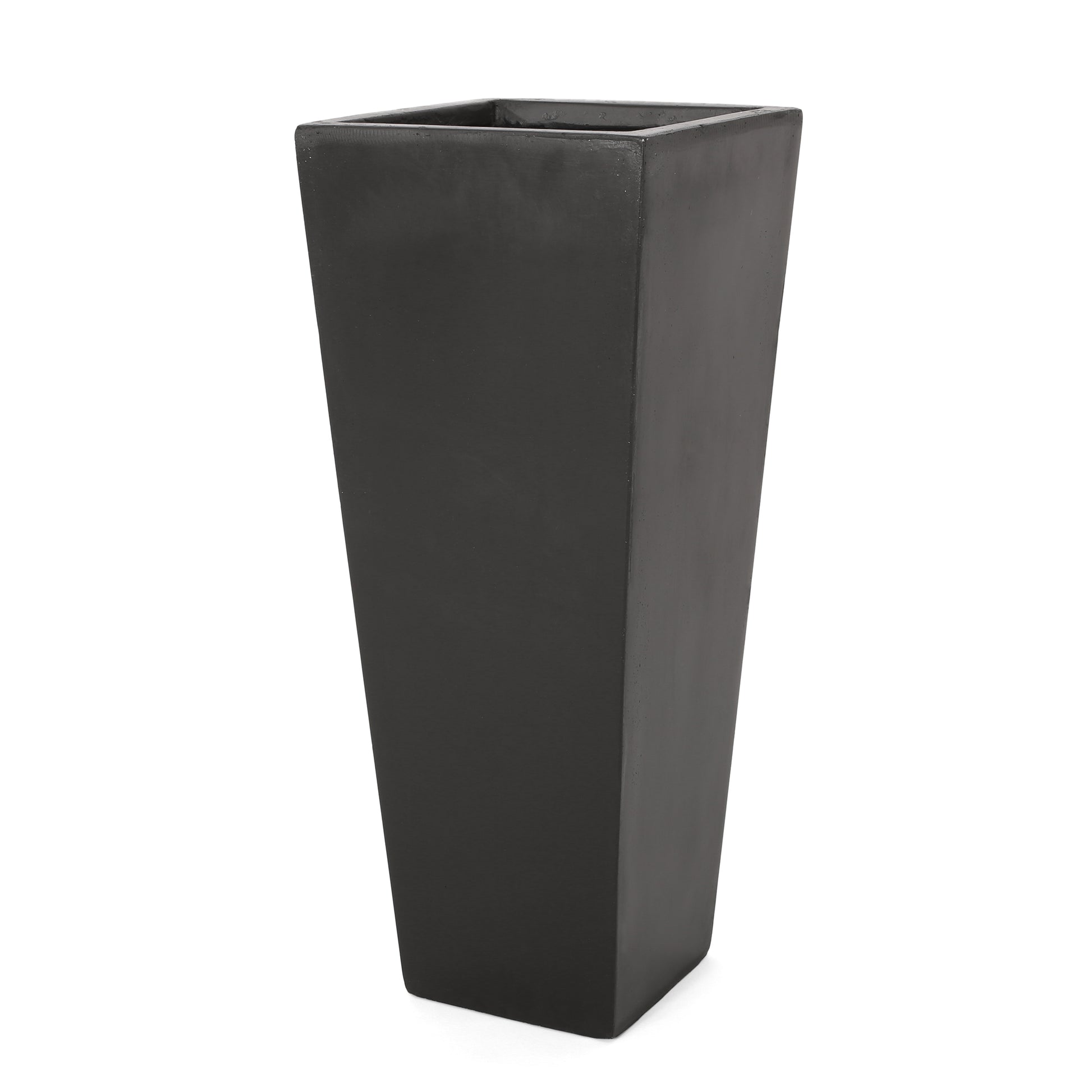 Tall black square planter modern design ideal for outdoor gardens
