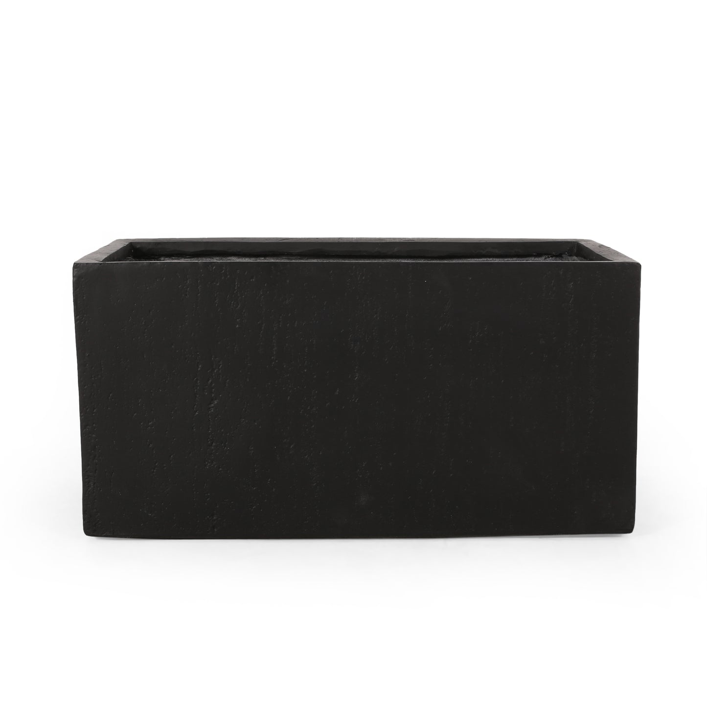 Black rectangular concrete planter with textured finish modern patio garden accent