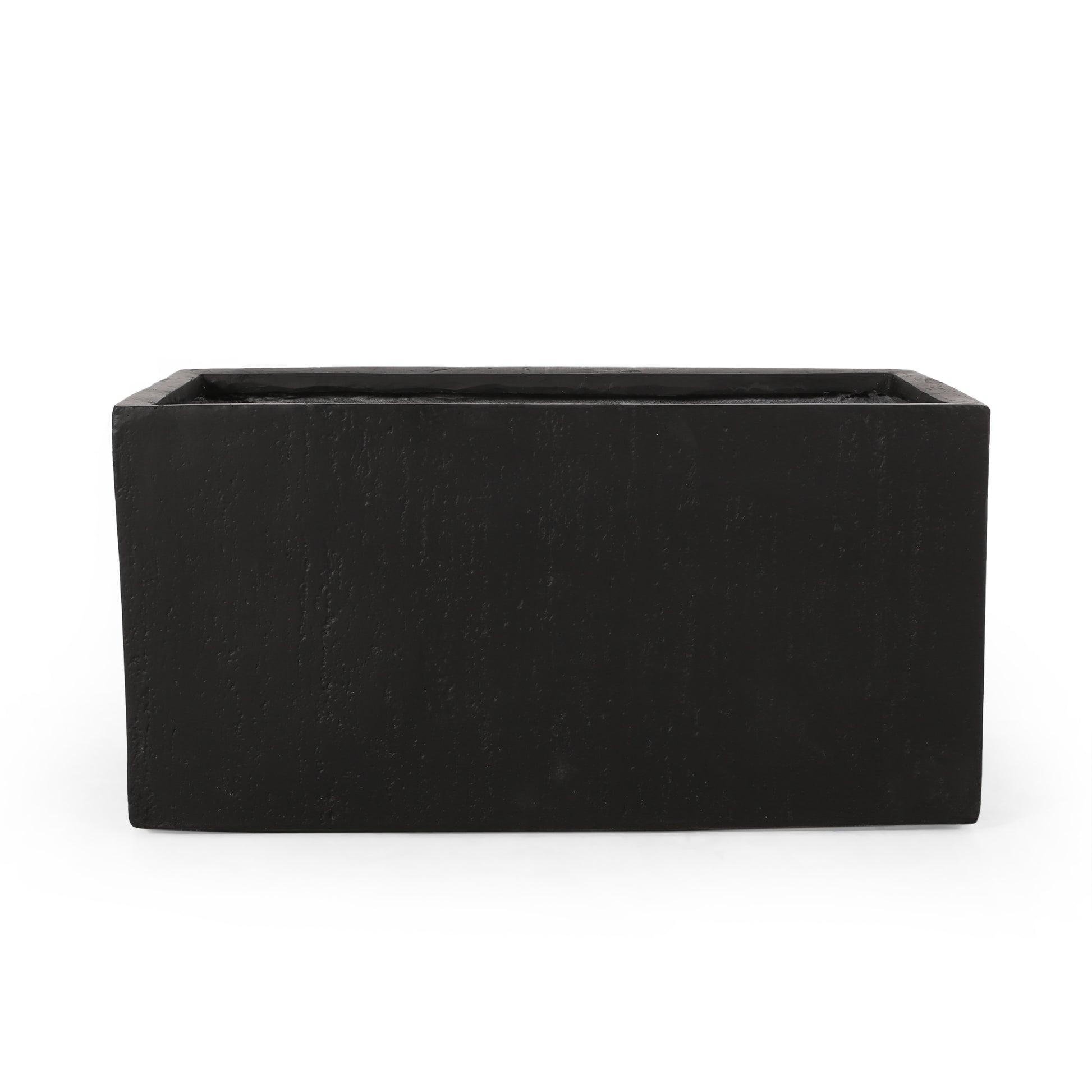 Black rectangular concrete planter with textured finish modern patio garden accent
