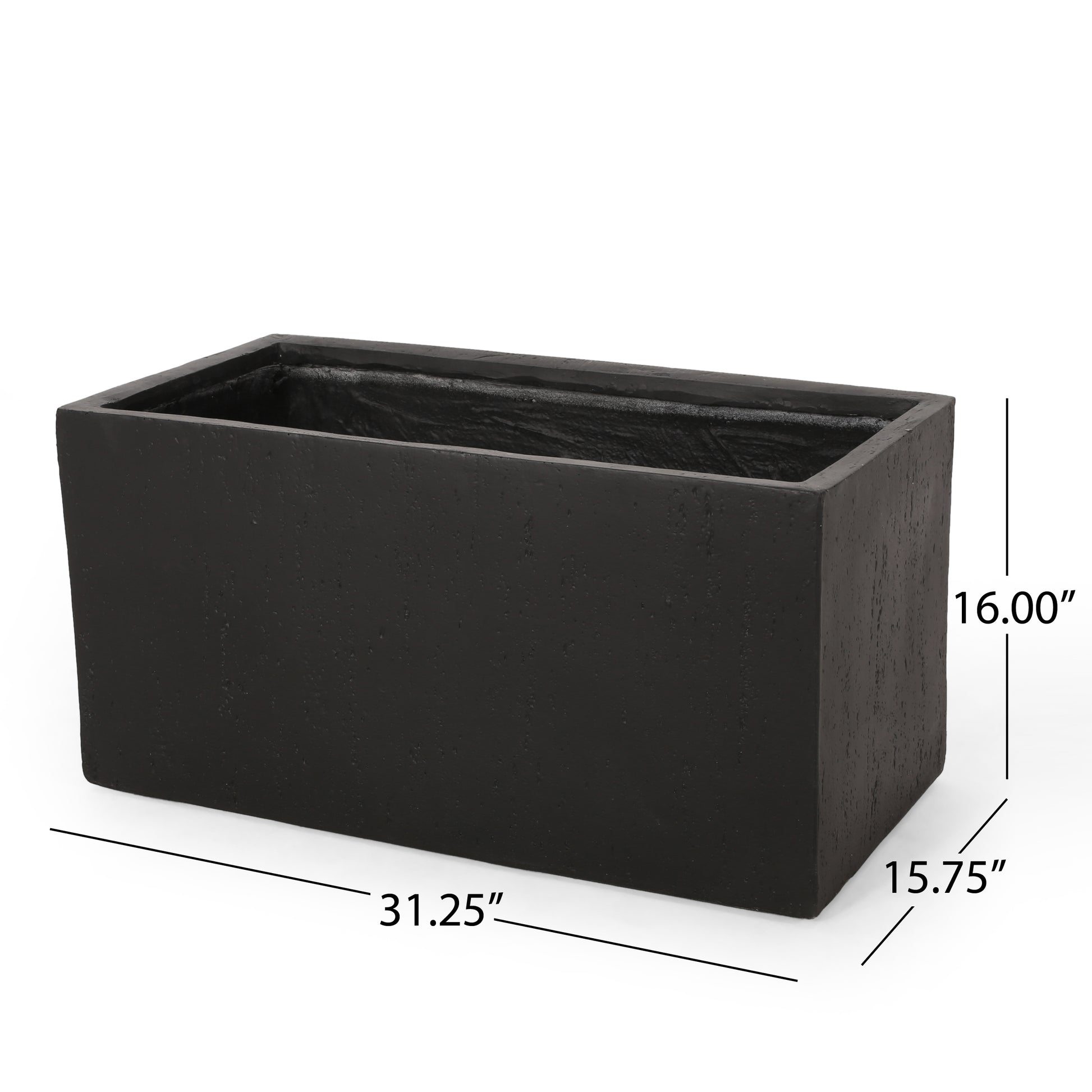 Rectangular black concrete planter  L x  W x  H for outdoor gardening