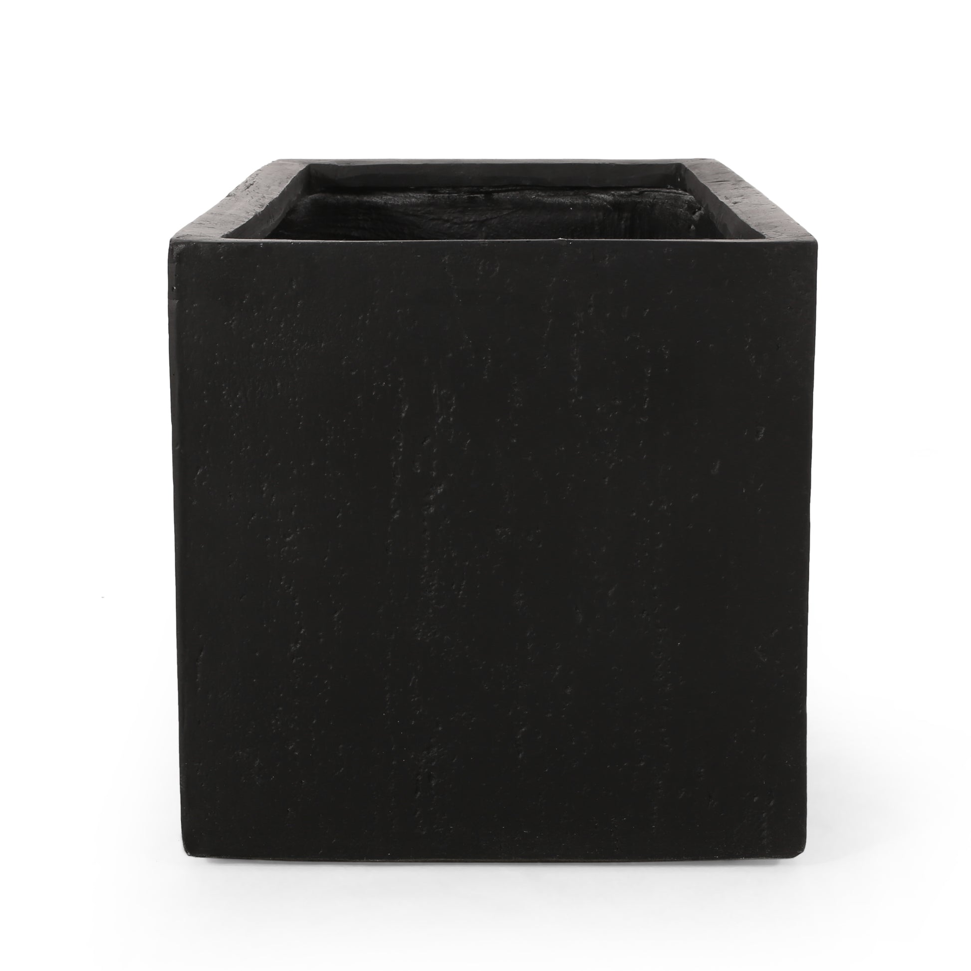 Modern black cube planter durable concrete construction for indooroutdoor use