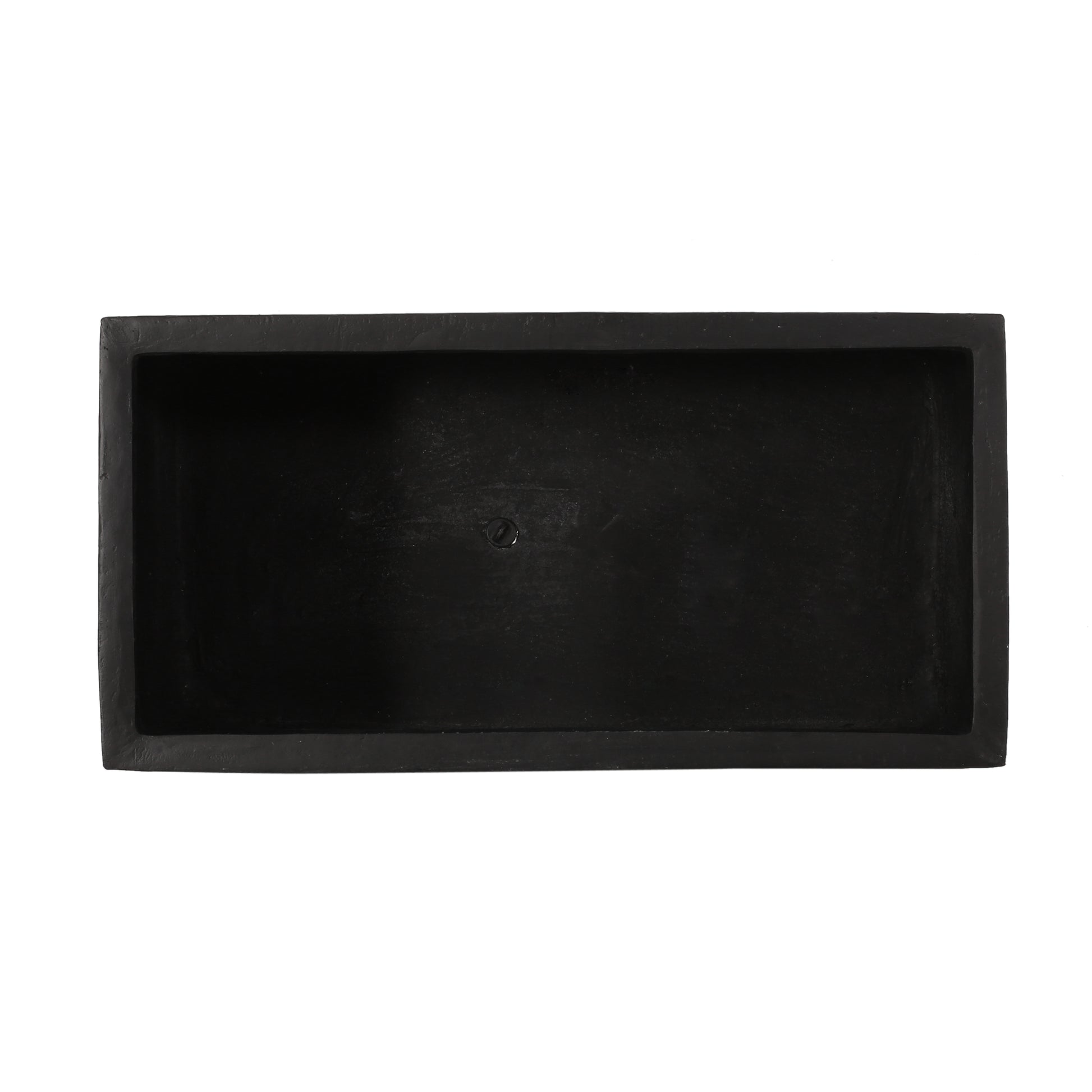 Black rectangular concrete planter top view perfect for succulents