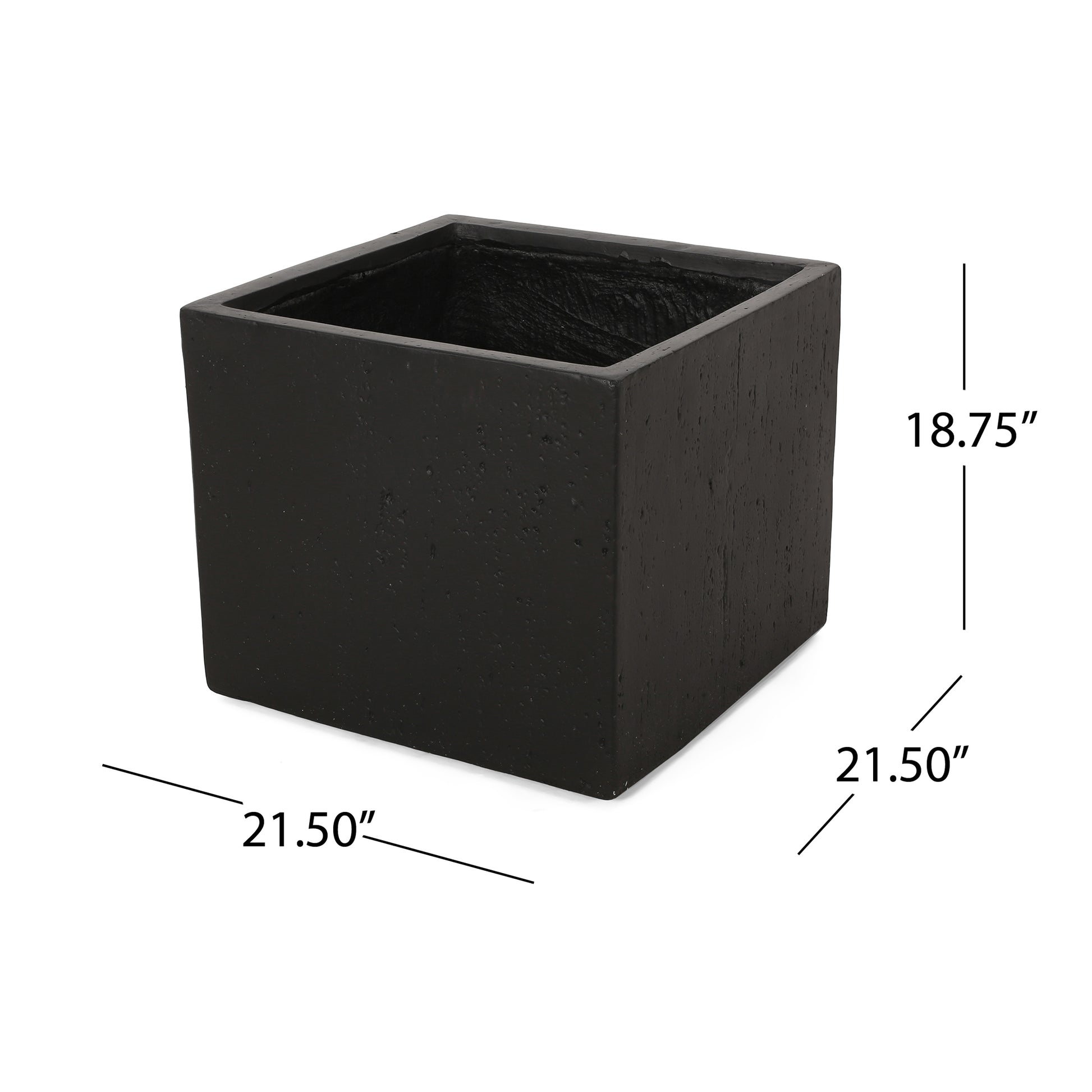 Large black textured cubic planter  W x  H for modern garden decor