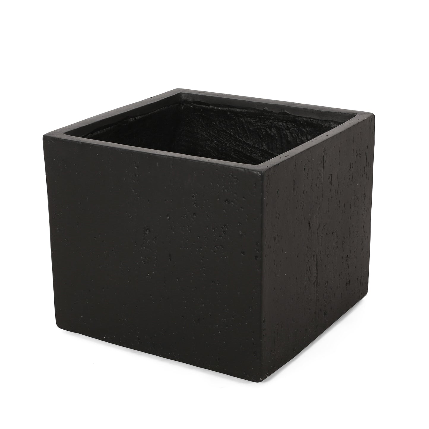 Modern black square planter with textured finish perfect for indoor plants