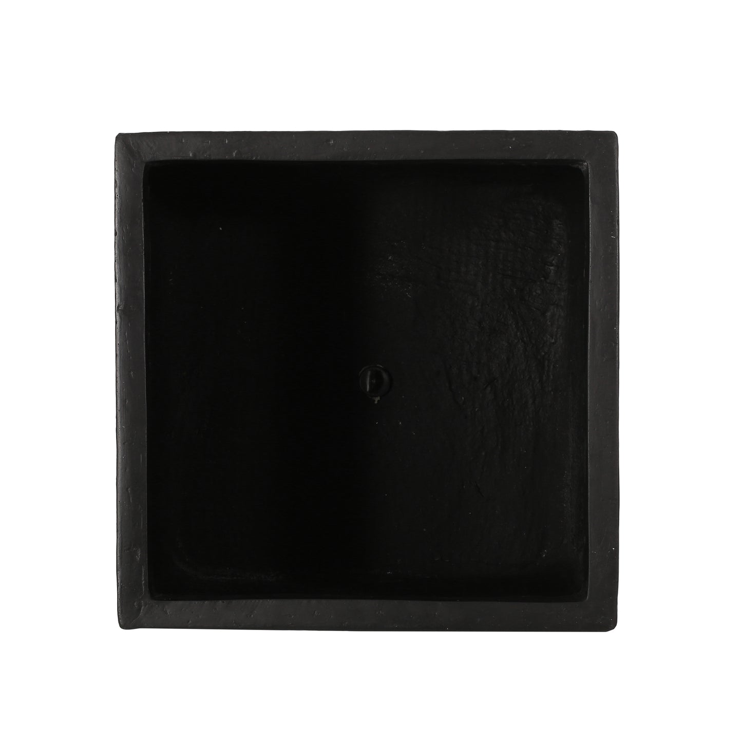 Square black ceramic planter with a textured finish for indoor plants