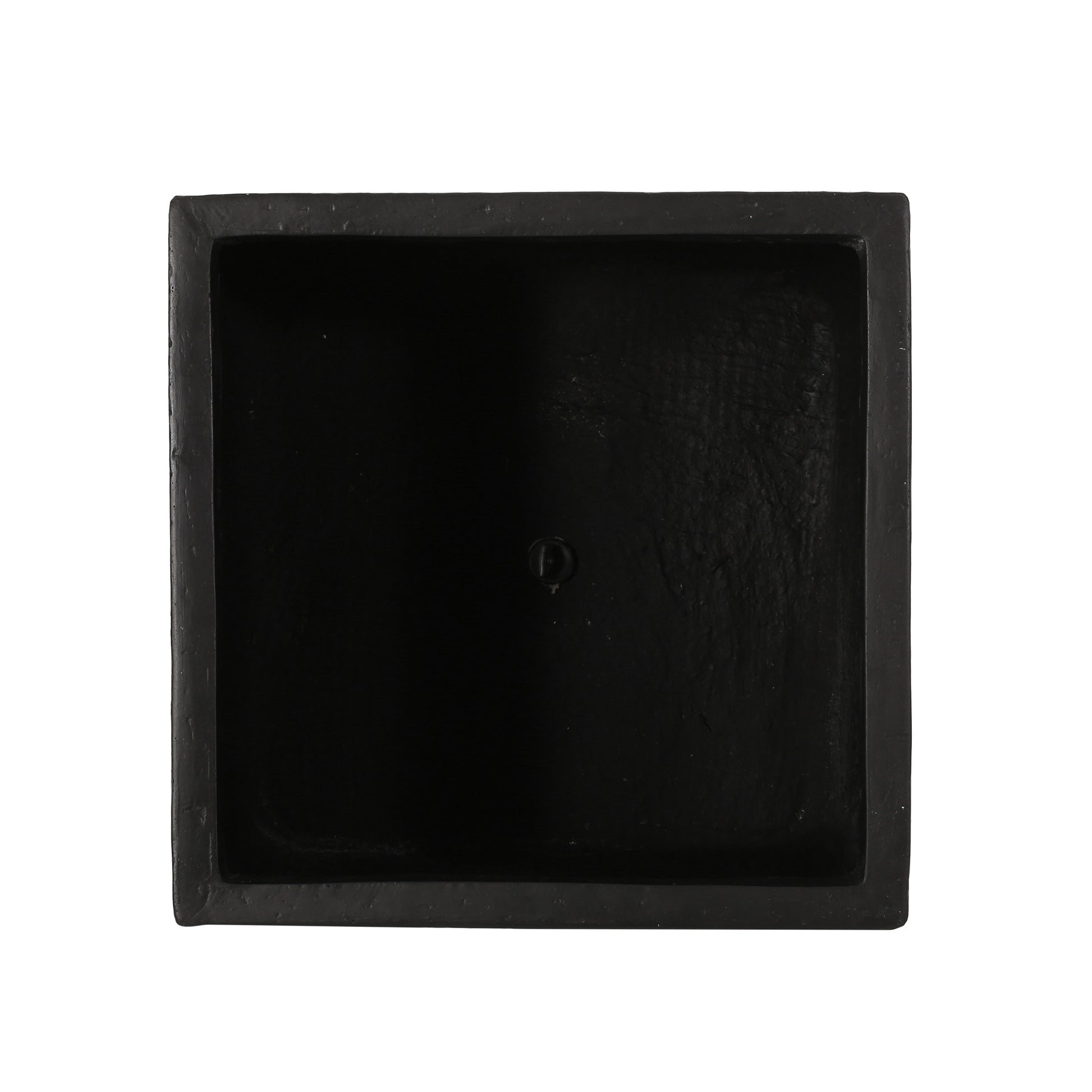 Square black ceramic planter with a textured finish for indoor plants