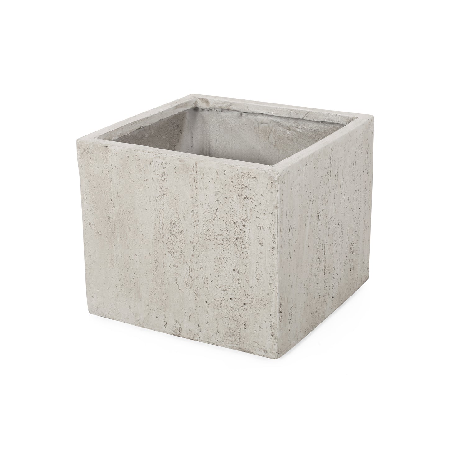 Square concrete planter with a rough textured finish perfect for modern gardens