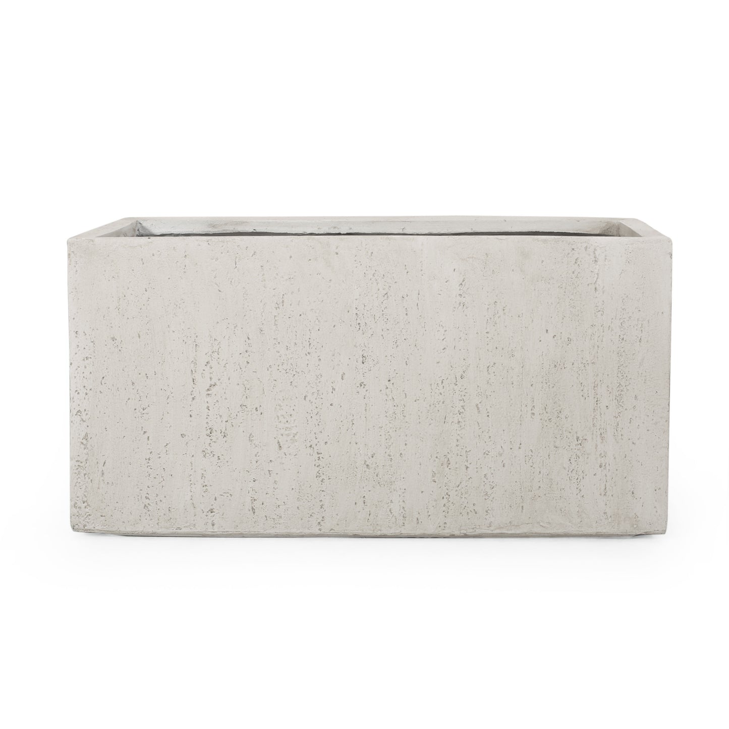 Rectangular concrete planter with a rough textured finish perfect for modern patios
