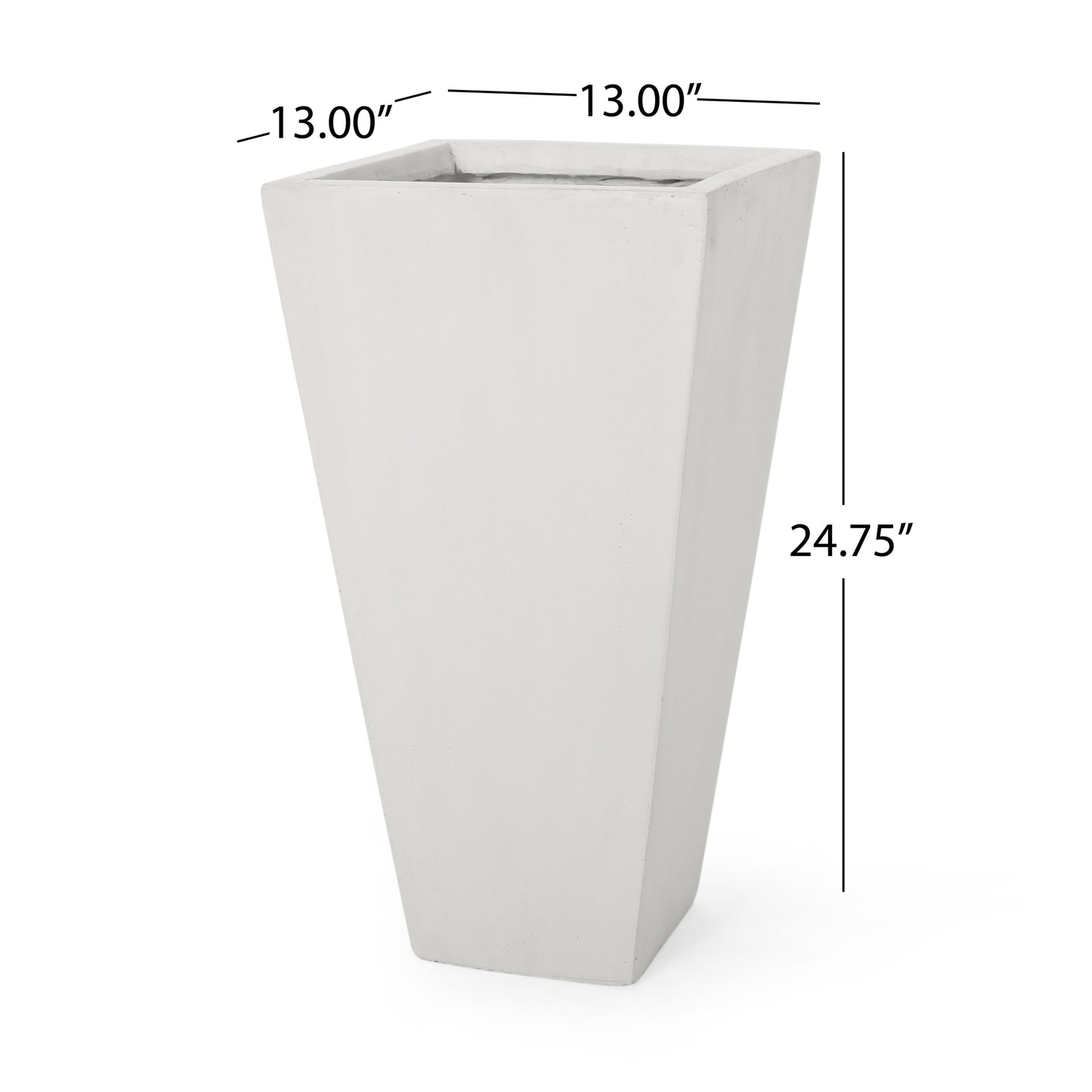 Tall white tapered concrete planter  inches high for modern outdoor spaces