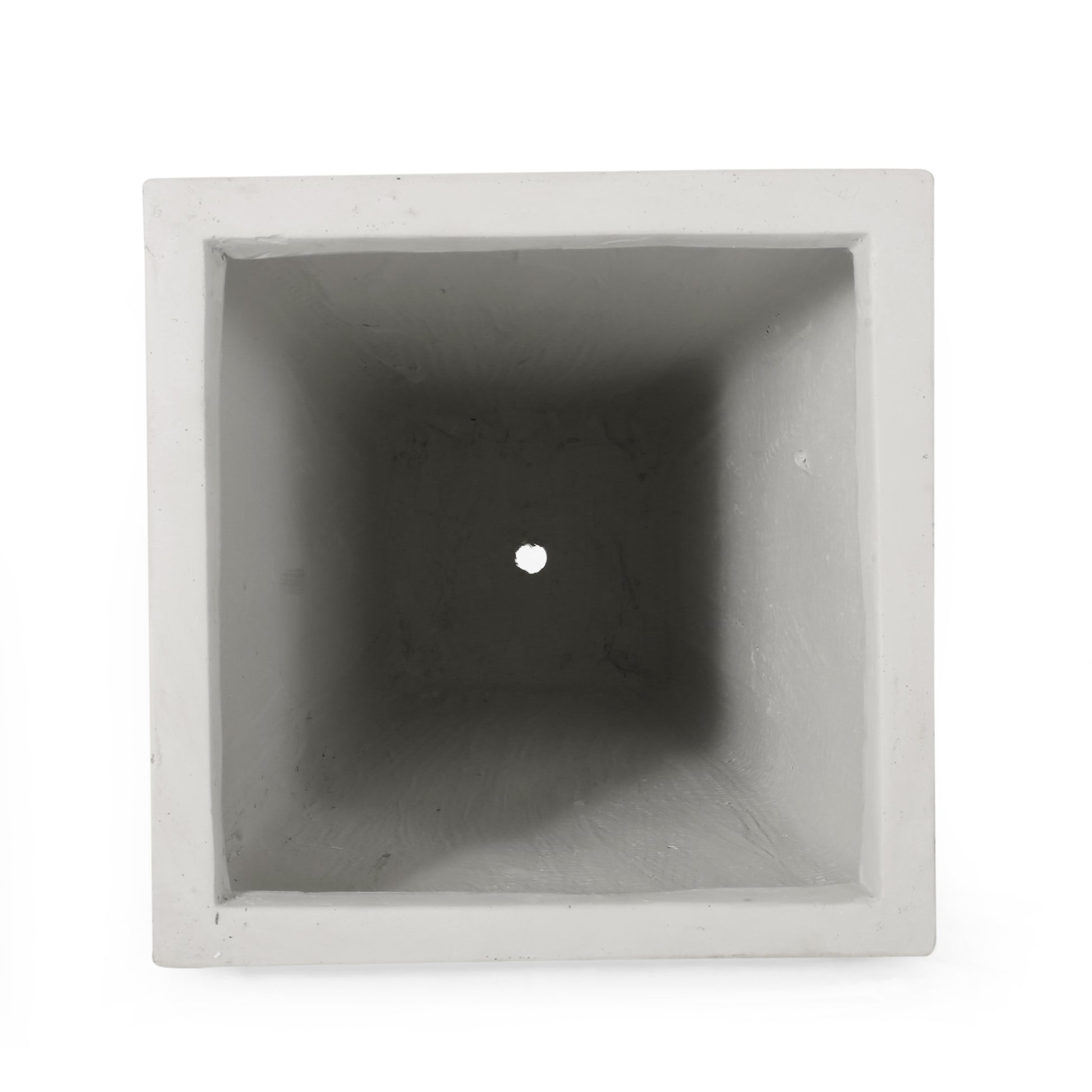 Square concrete planter with drainage hole neutral grey finish