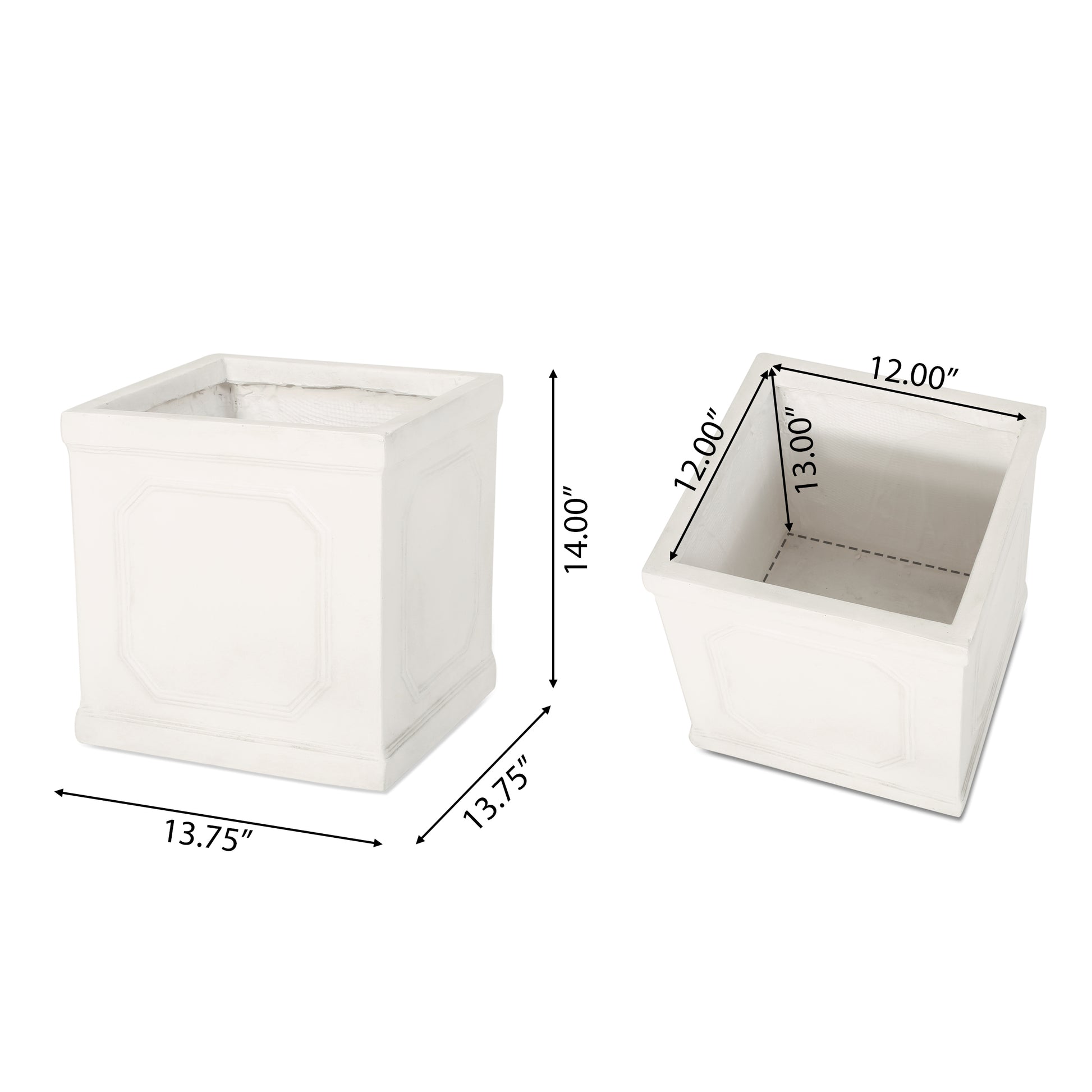 Elegant white square planter  inches tall inch sides for outdoor garden decor